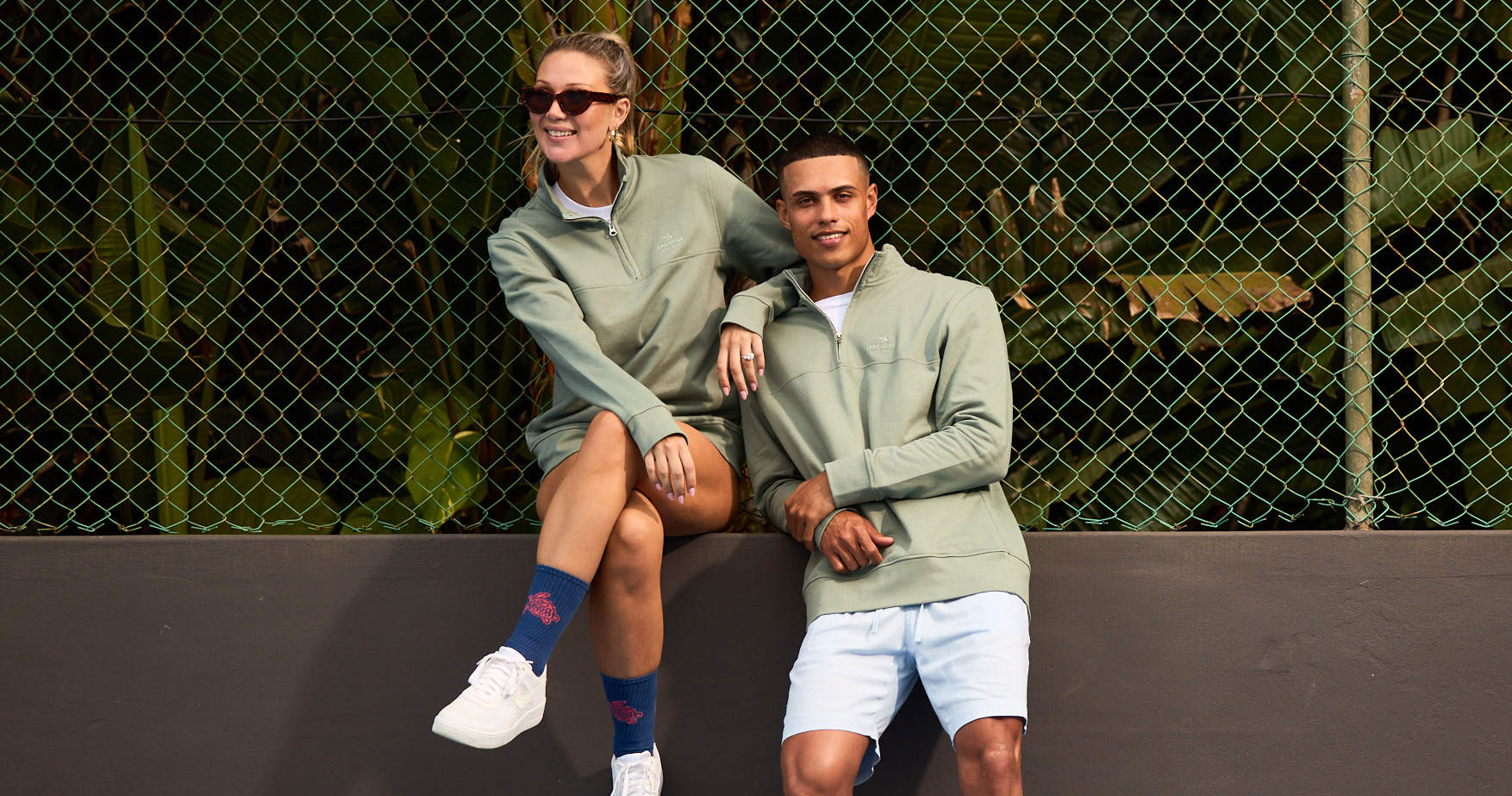 Breazies Sage Unisex Quarter Zips Sweaters