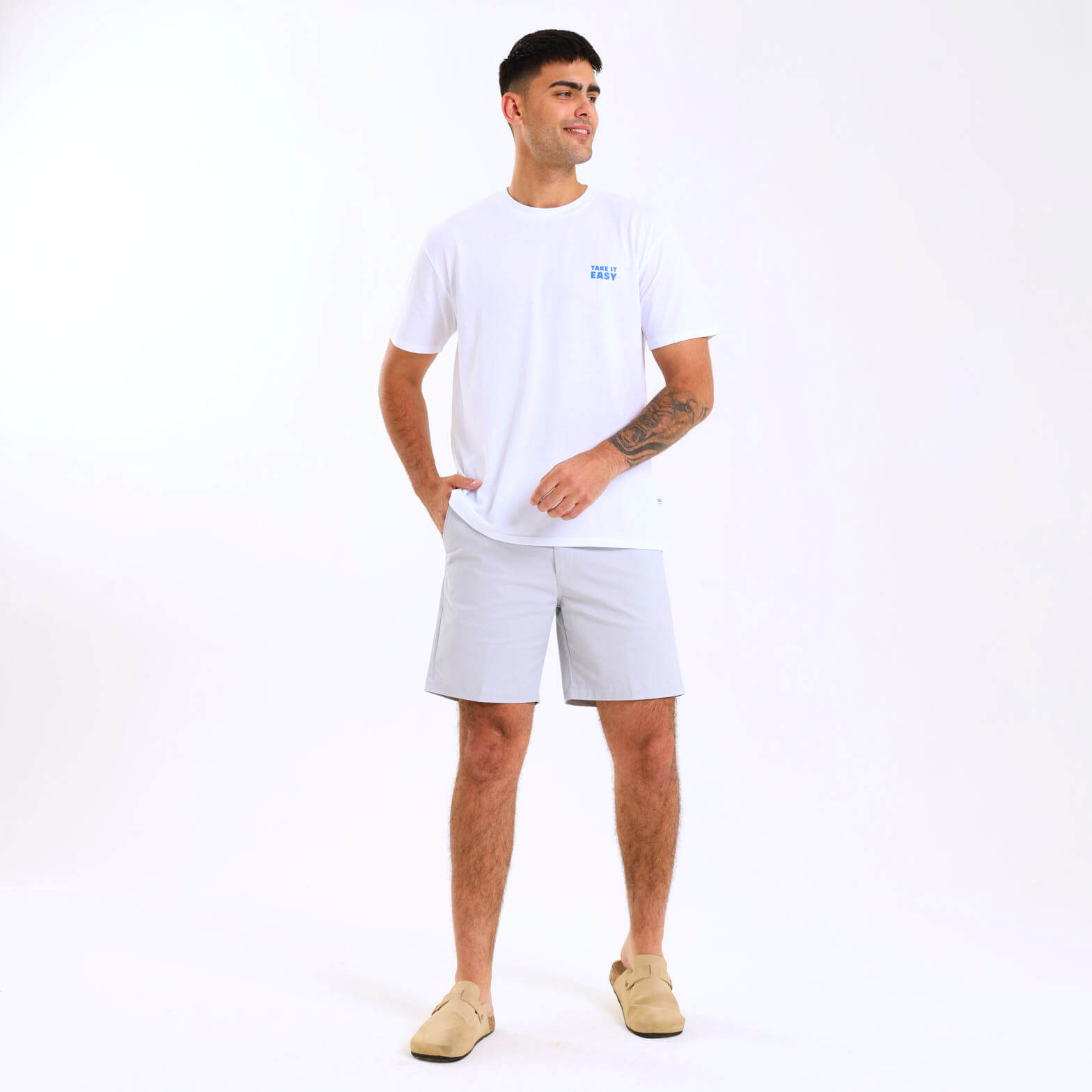 Stretch Cotton Chino Shorts | Grey