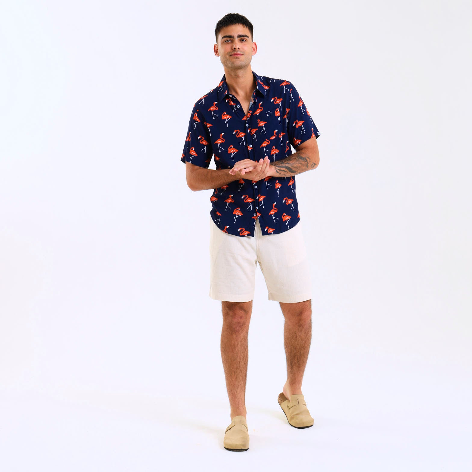 Holiday Shirt - Flamingo | Navy