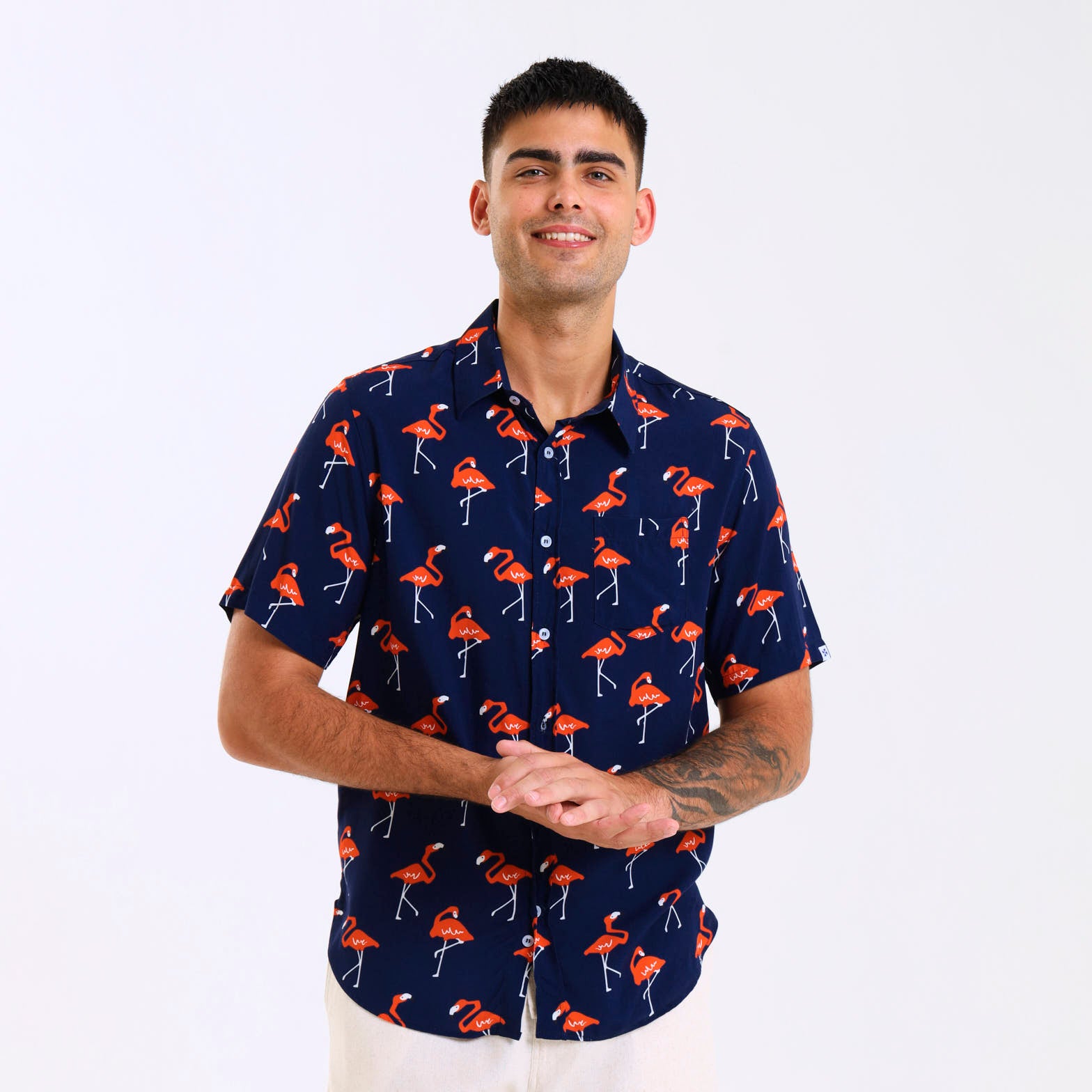 Holiday Shirt - Flamingo | Navy