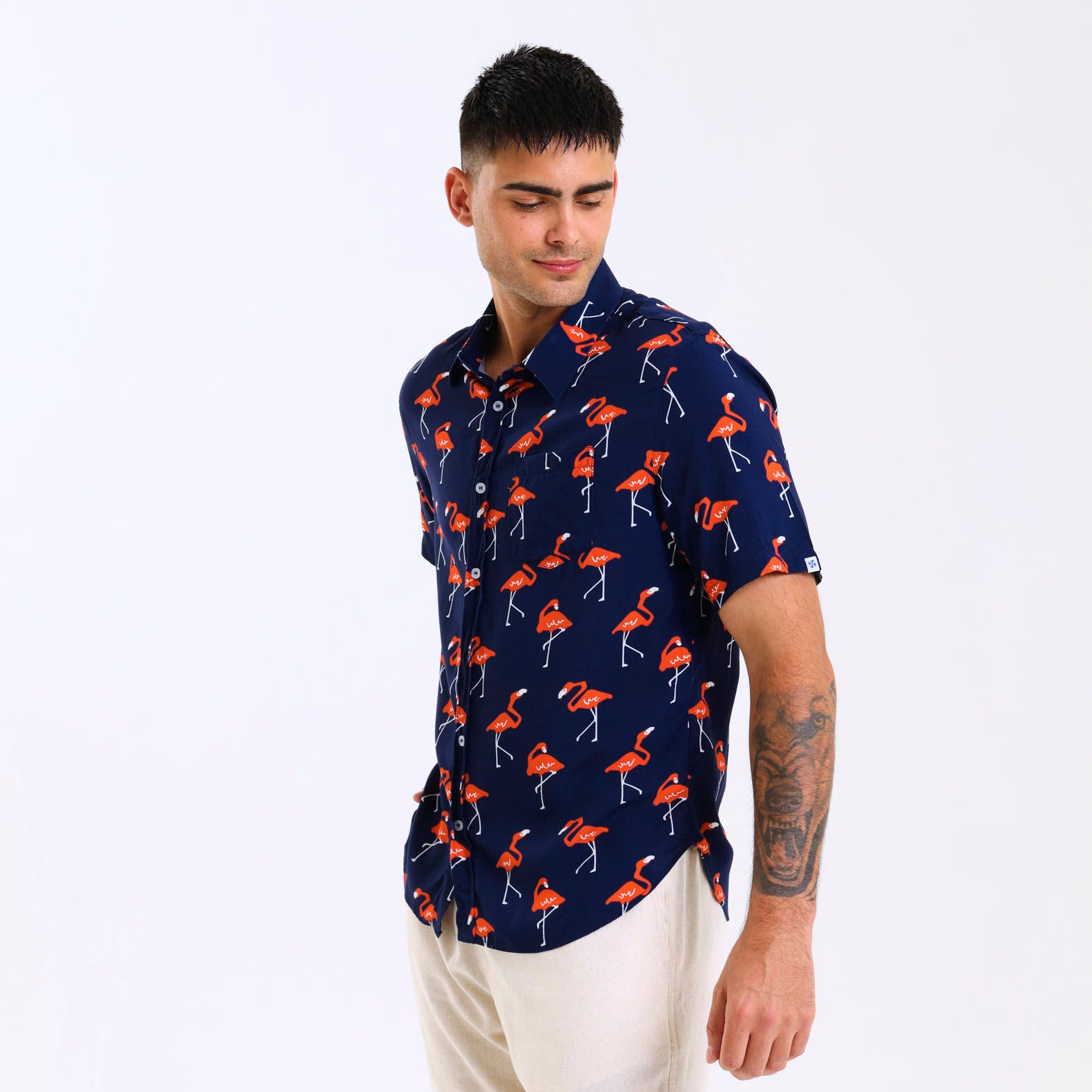 Holiday Shirt - Flamingo | Navy
