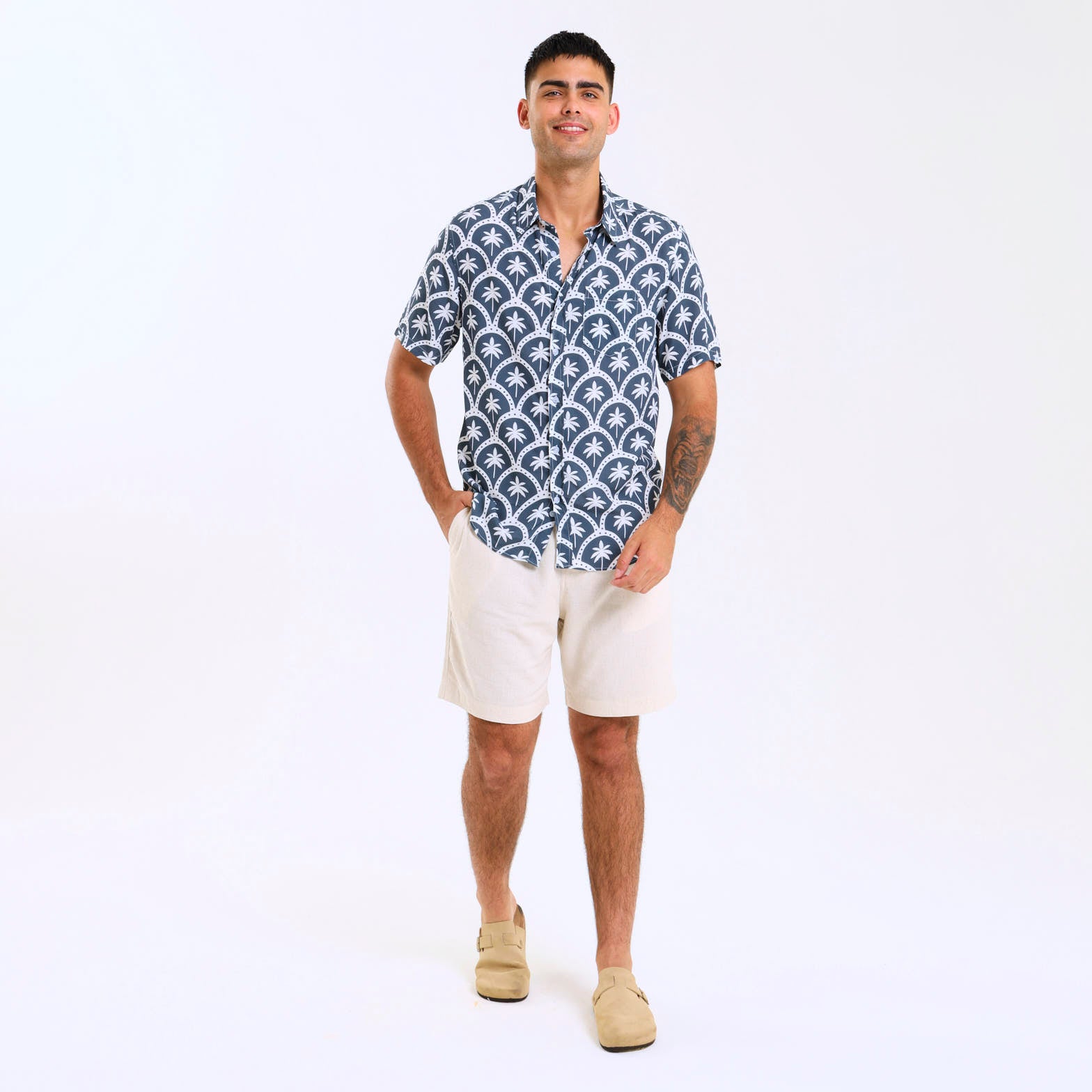 Holiday Shirt - Palms | Steel