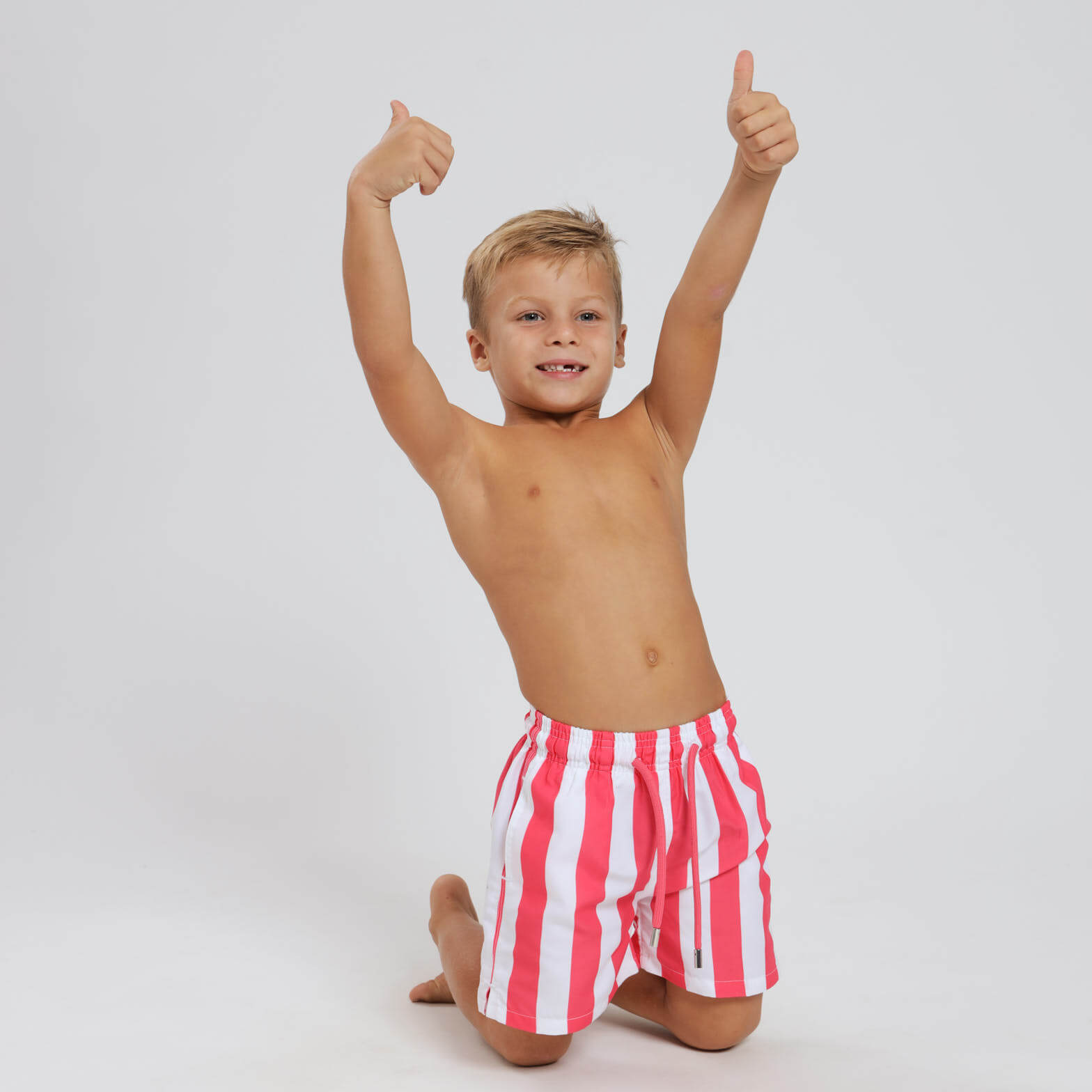 Kids Swim Shorts - Stripes | Coral