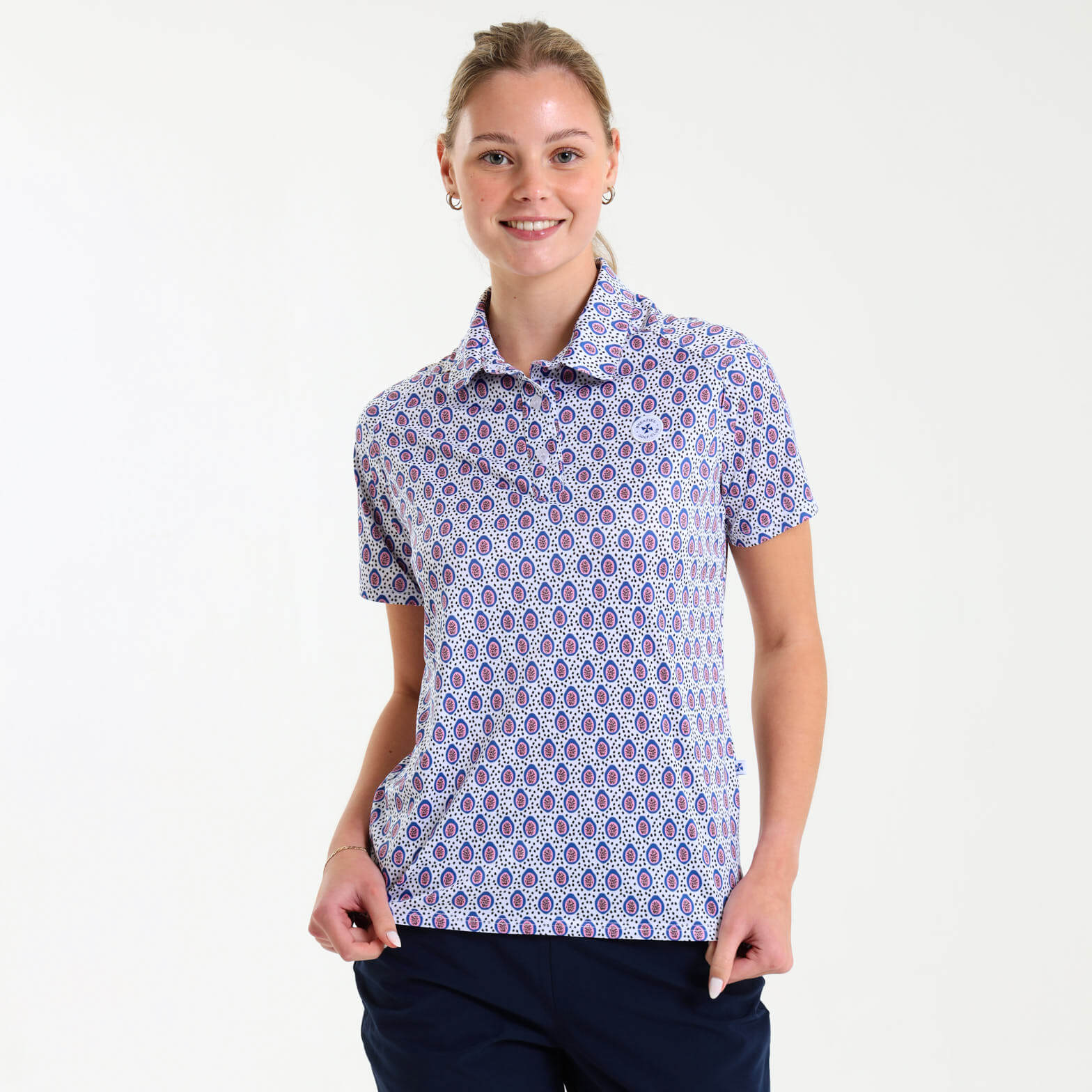 Ladies Golf Shirt - Papaya | Blue