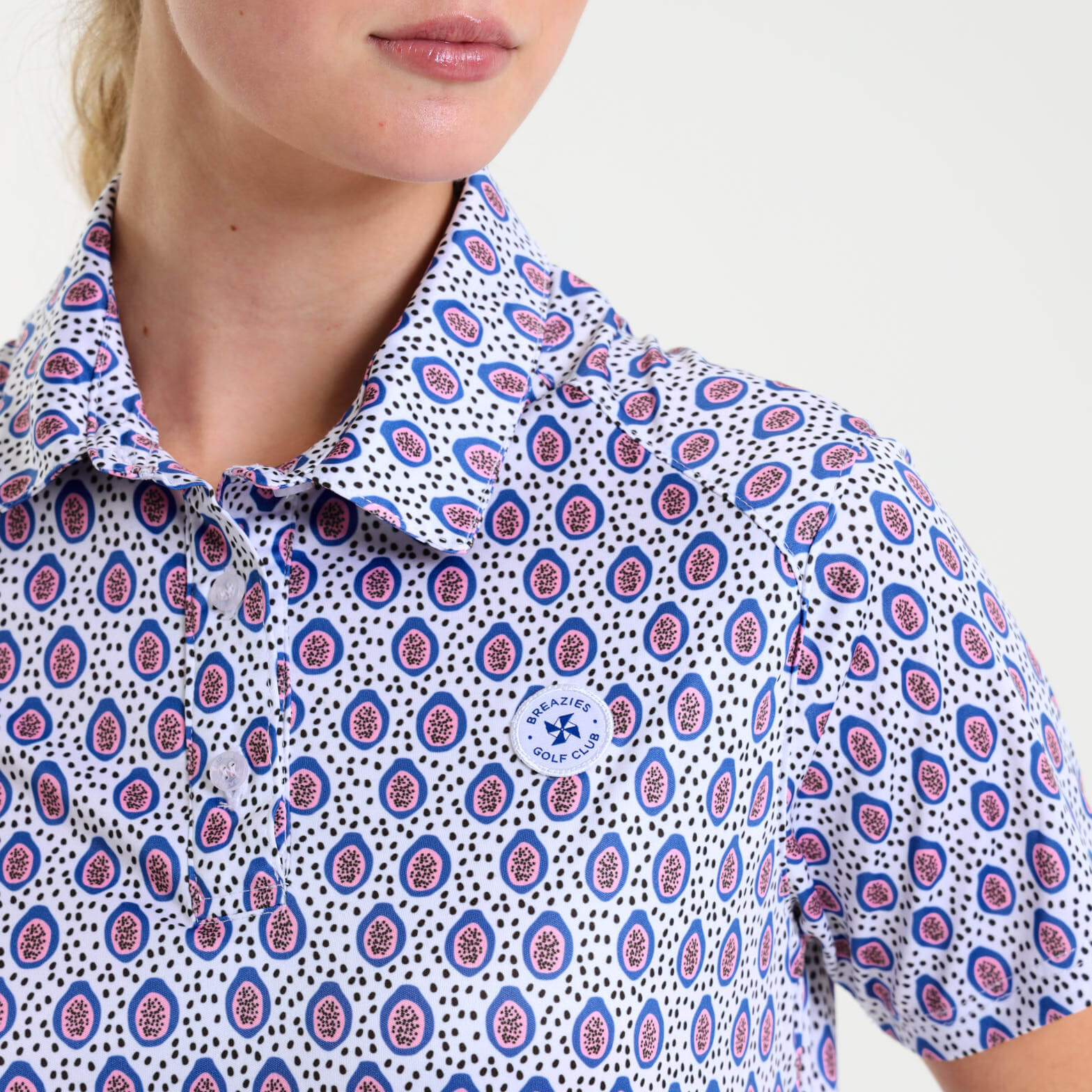 Ladies Golf Shirt - Papaya | Blue