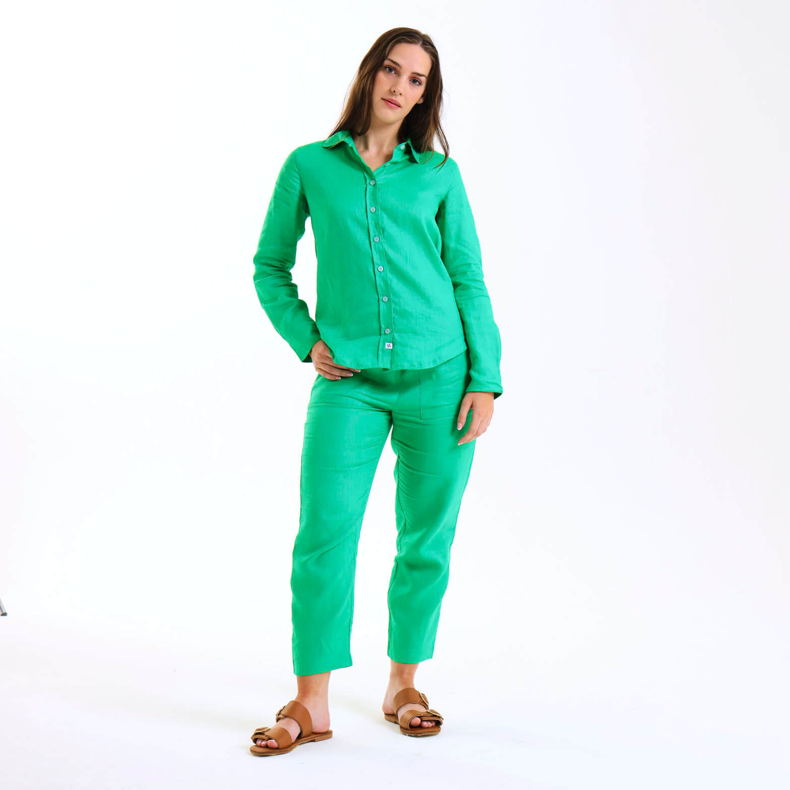 Ladies Linen - Long Sleeve Shirt | Green