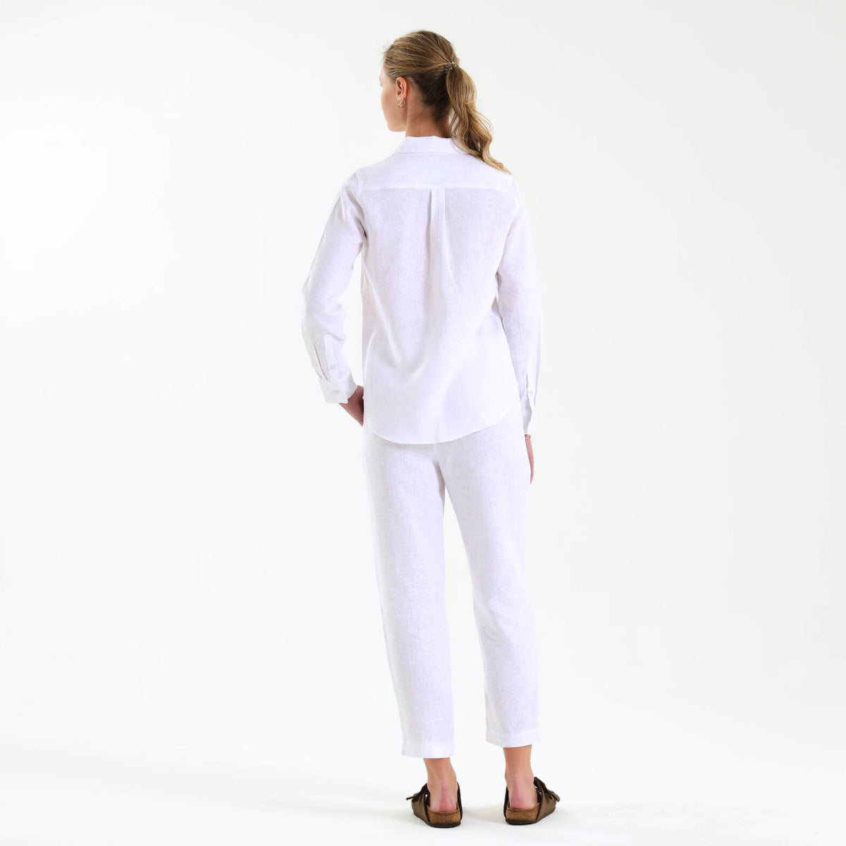 Ladies Linen - Long Sleeve Shirt | White