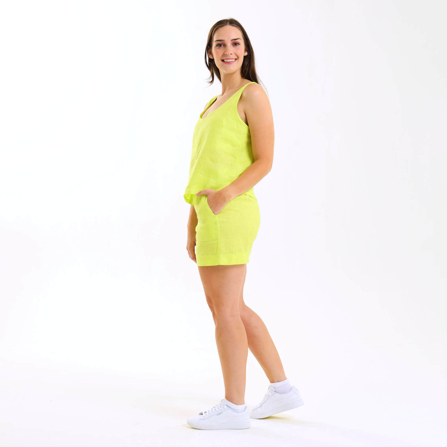 Ladies Linen - Shorts | Zesty Lime