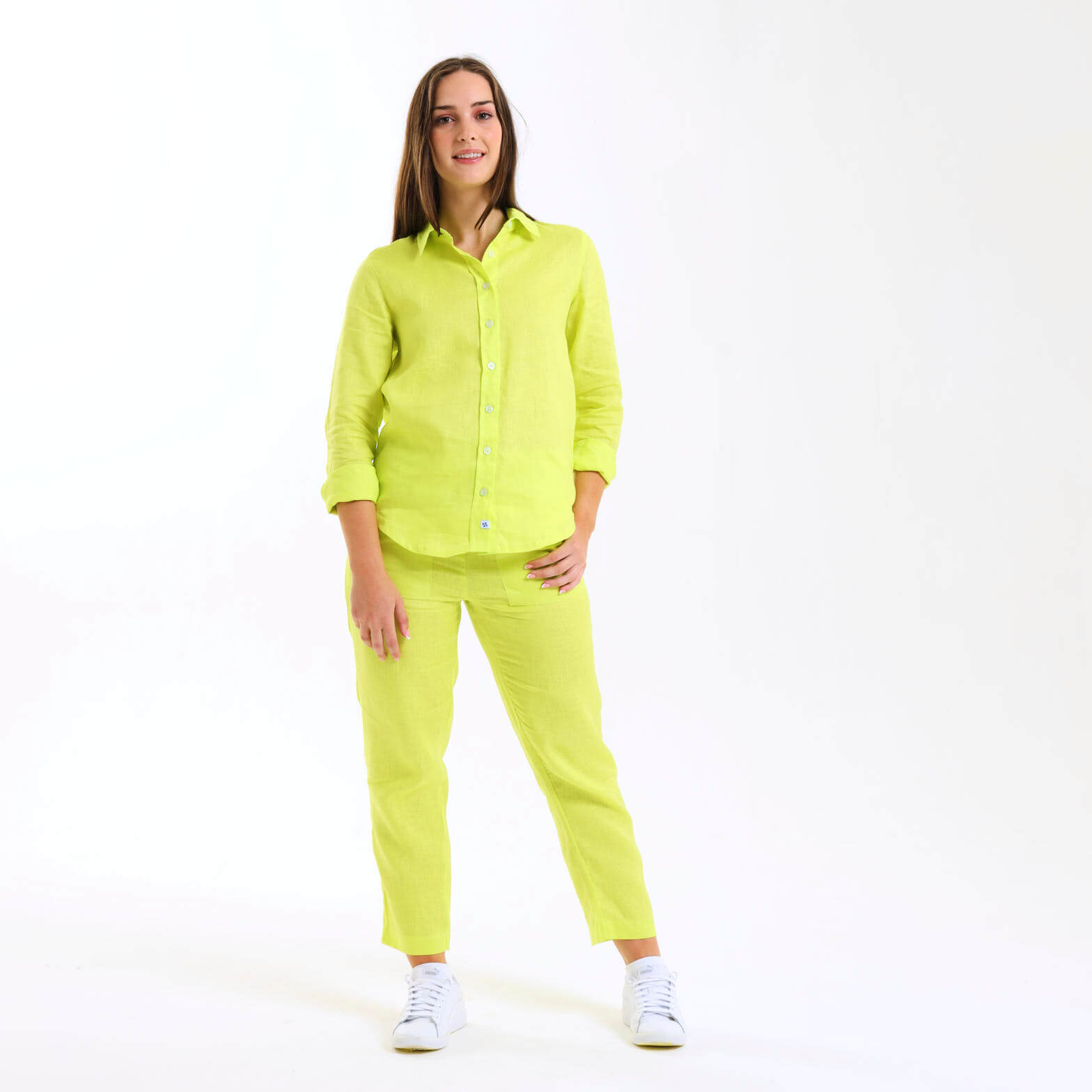 Ladies Linen - Long Sleeve Shirt | Zesty Lime