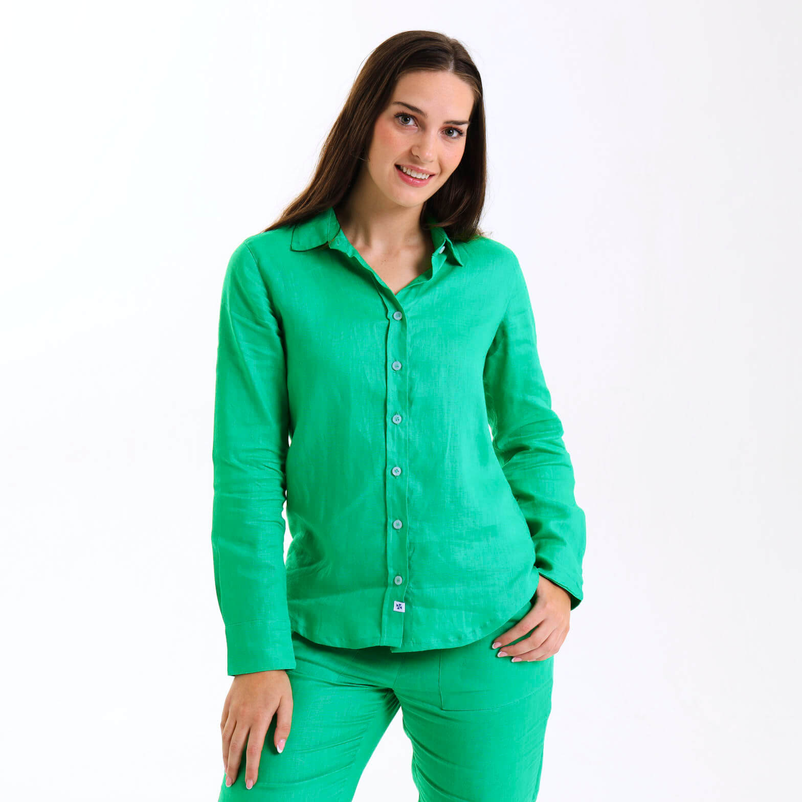 Ladies Linen - Long Sleeve Shirt | Green