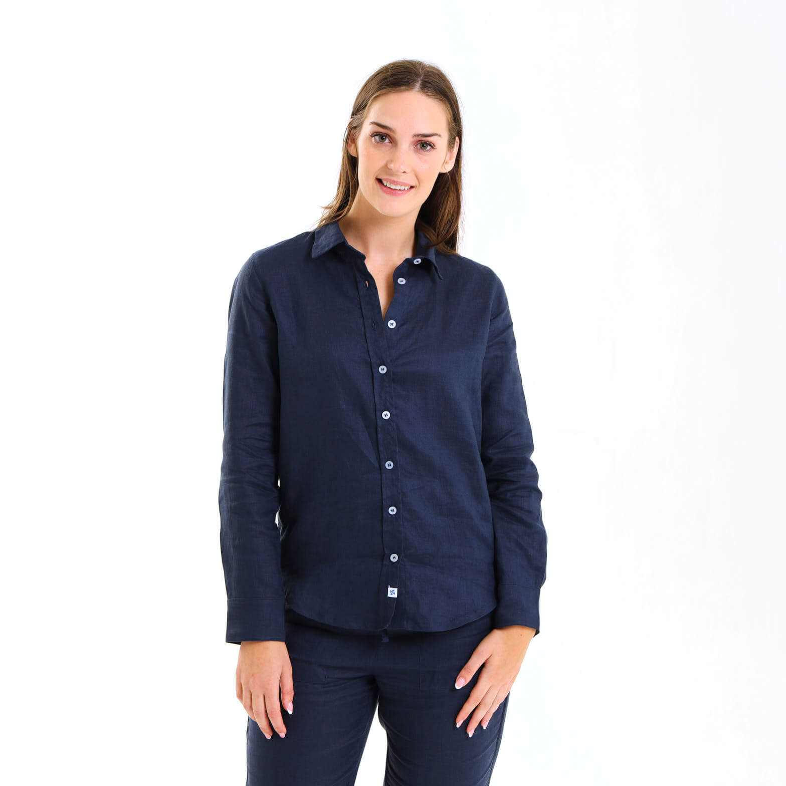 Ladies Linen - Long Sleeve Shirt | Navy