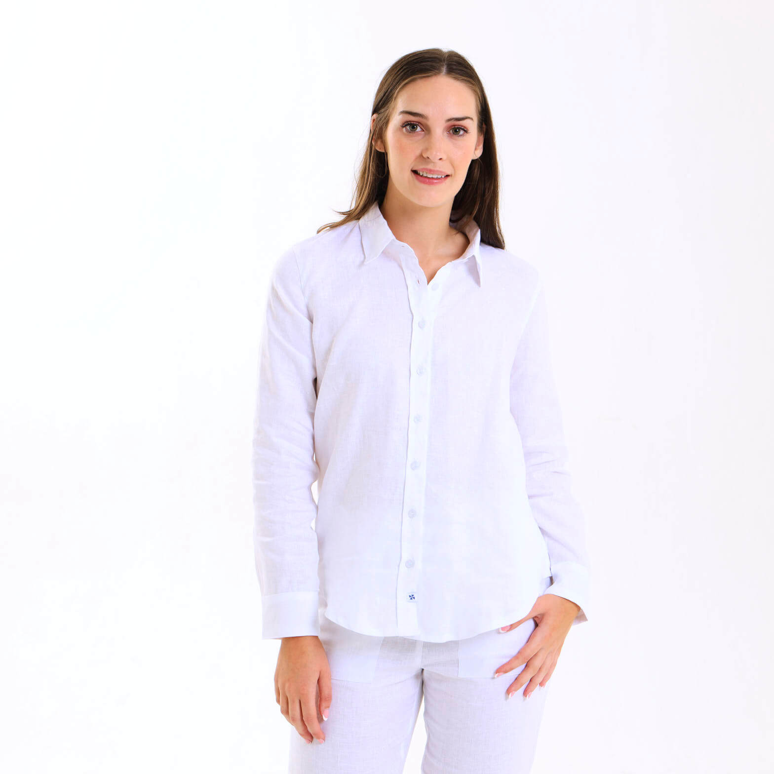Ladies Linen - Long Sleeve Shirt | White