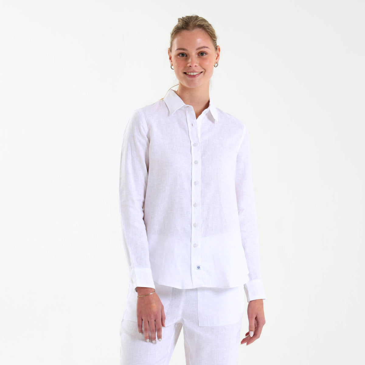Ladies Linen - Long Sleeve Shirt | White