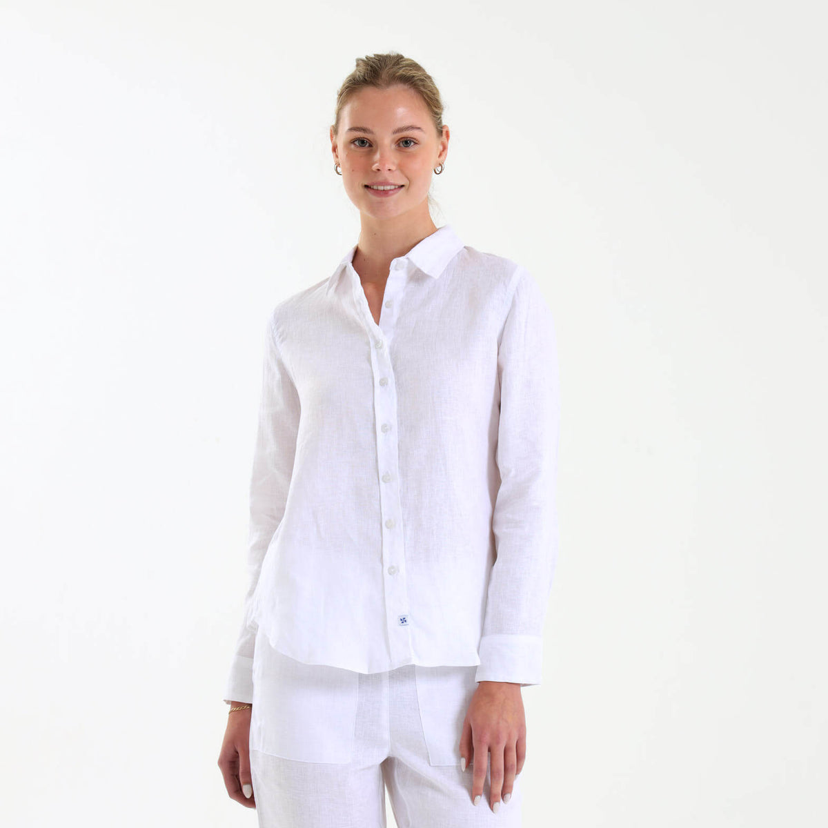 Ladies Linen - Long Sleeve Shirt | White