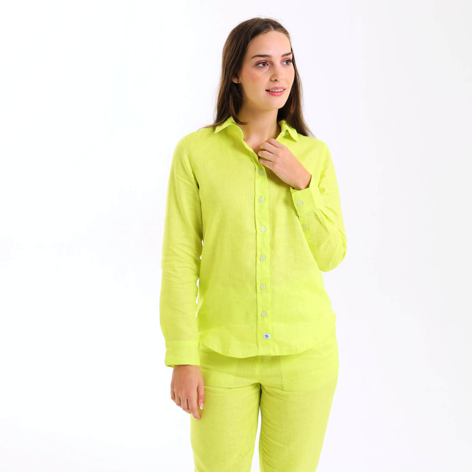 Ladies Linen - Long Sleeve Shirt | Zesty Lime