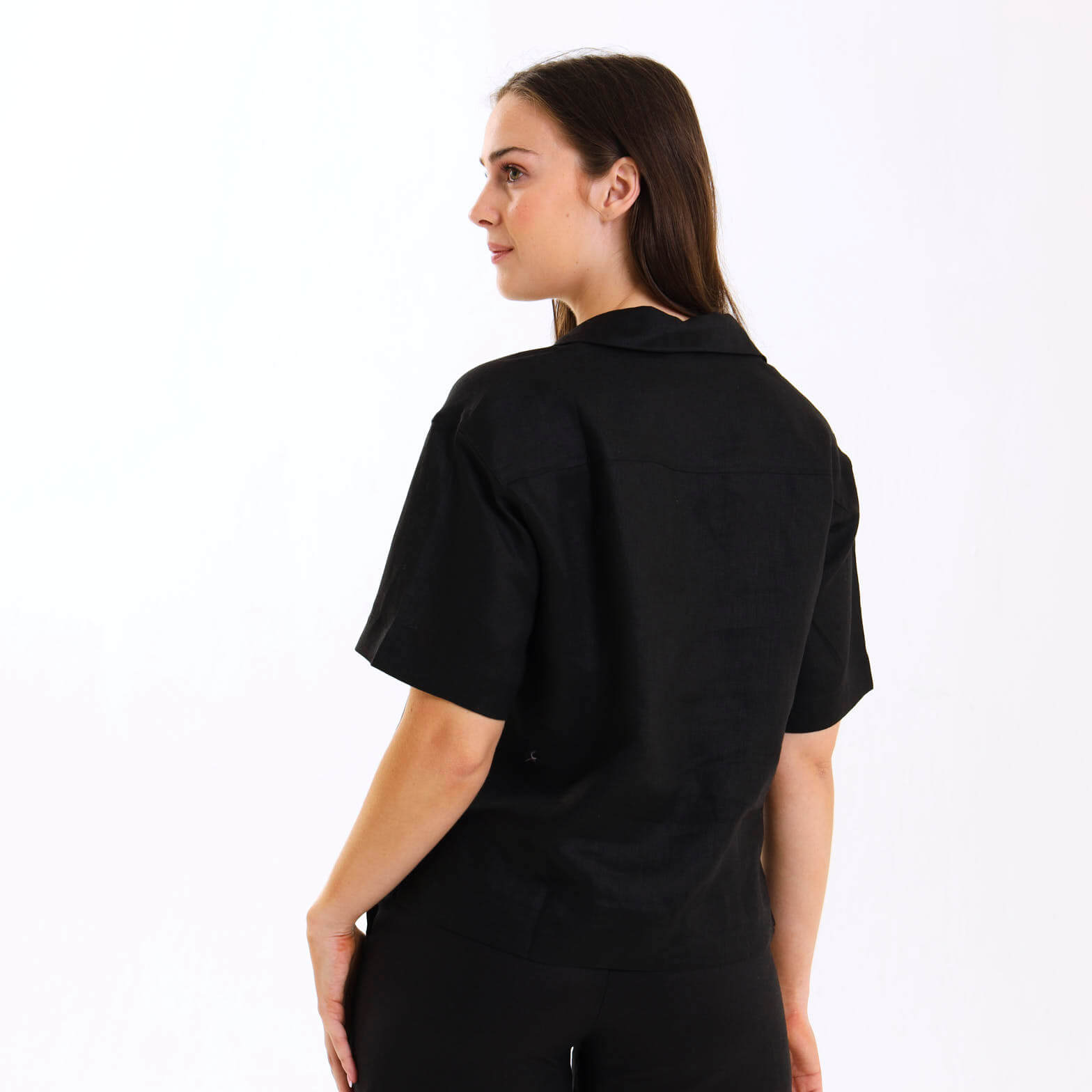 Ladies Linen - Short Sleeve Shirt | Black