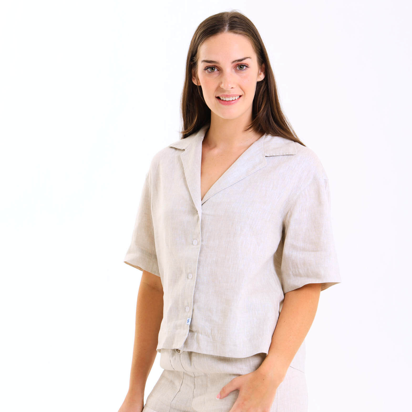 Ladies Linen - Short Sleeve Shirt | Natural