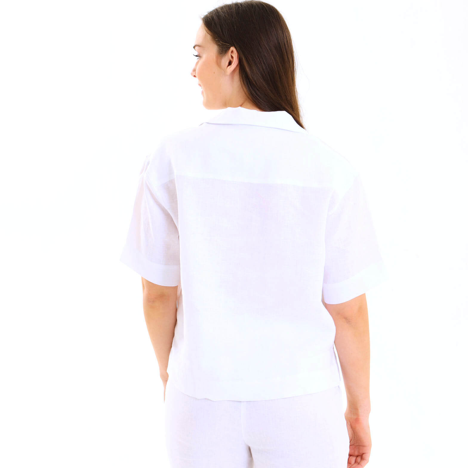Ladies Linen - Short Sleeve Shirt | White