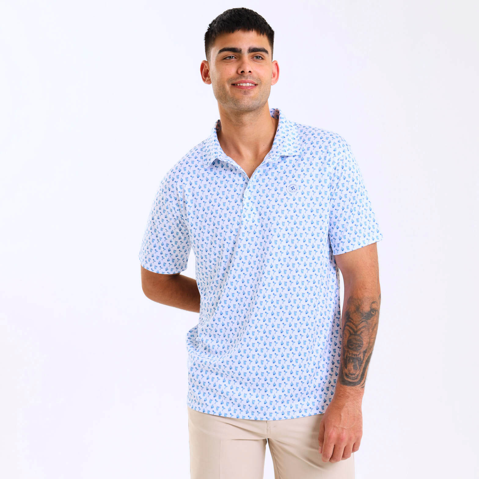 Mens Golf Shirt - Cocktails | Blue