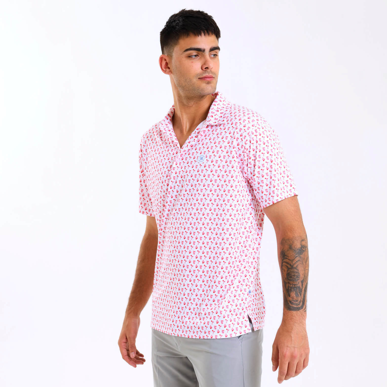 Mens Golf Shirt - Cocktails | Coral