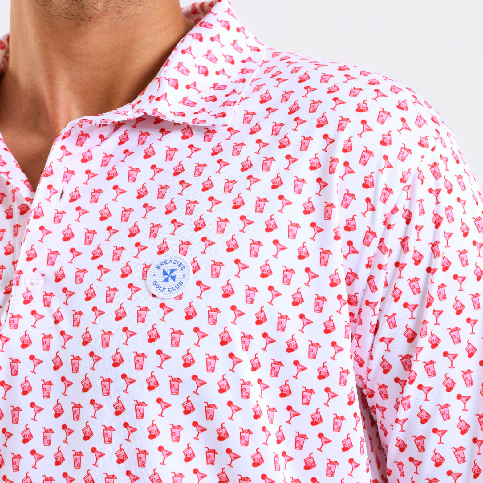 Mens Golf Shirt - Cocktails | Coral