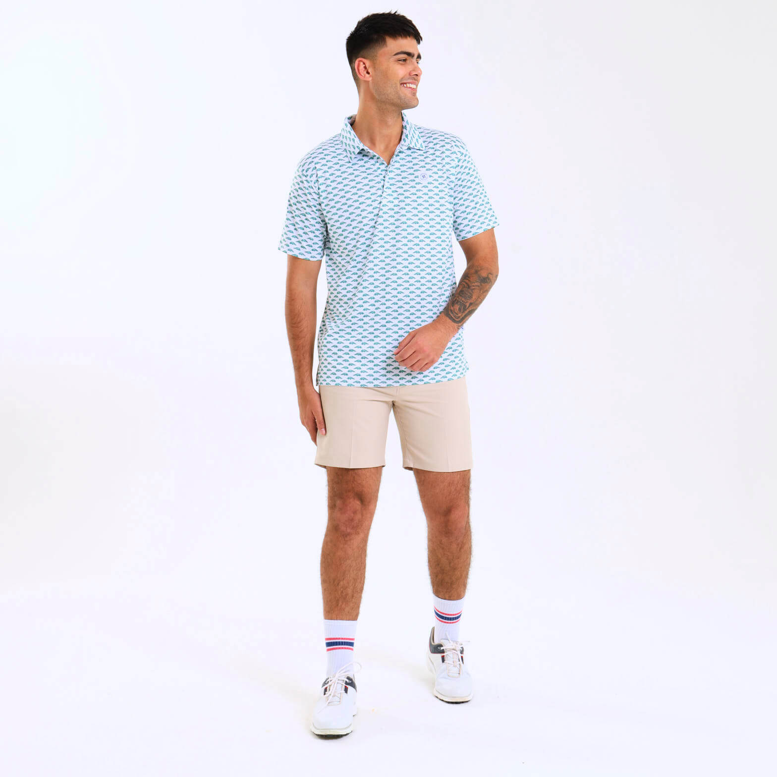 Mens Golf Shirt - Mini Pangolins | Army Green