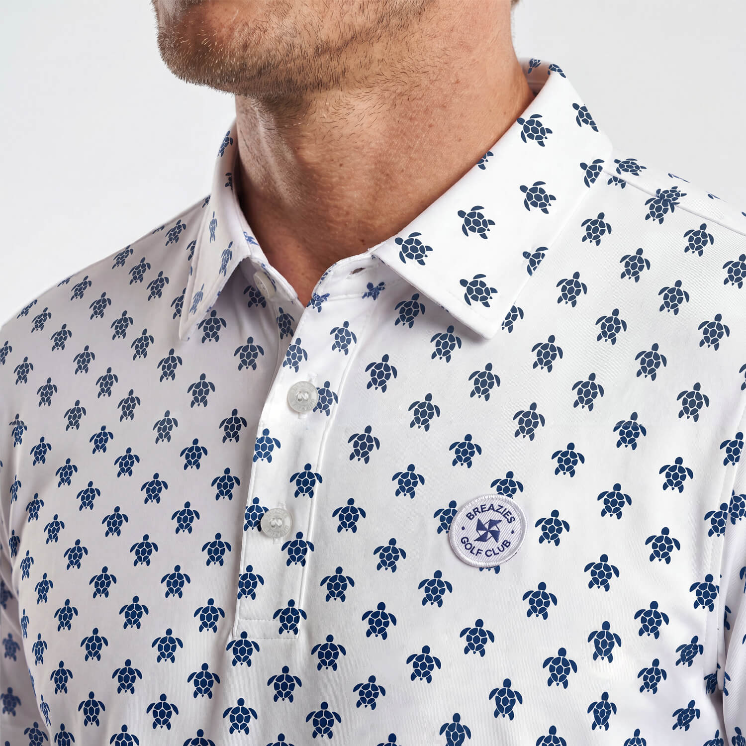 Mens Golf Shirt - Mini Turtles | Blue