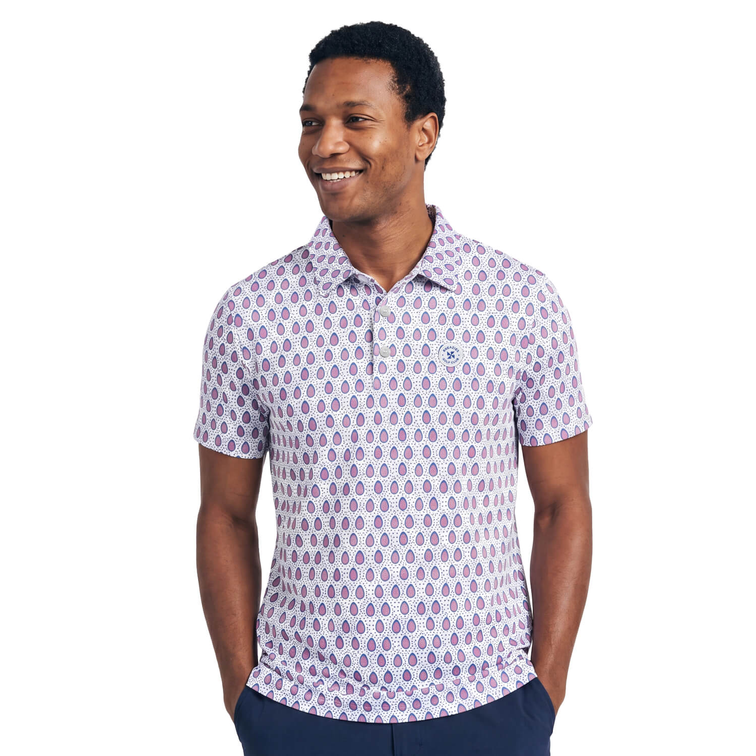 Mens Golf Shirt - Papaya | Blue