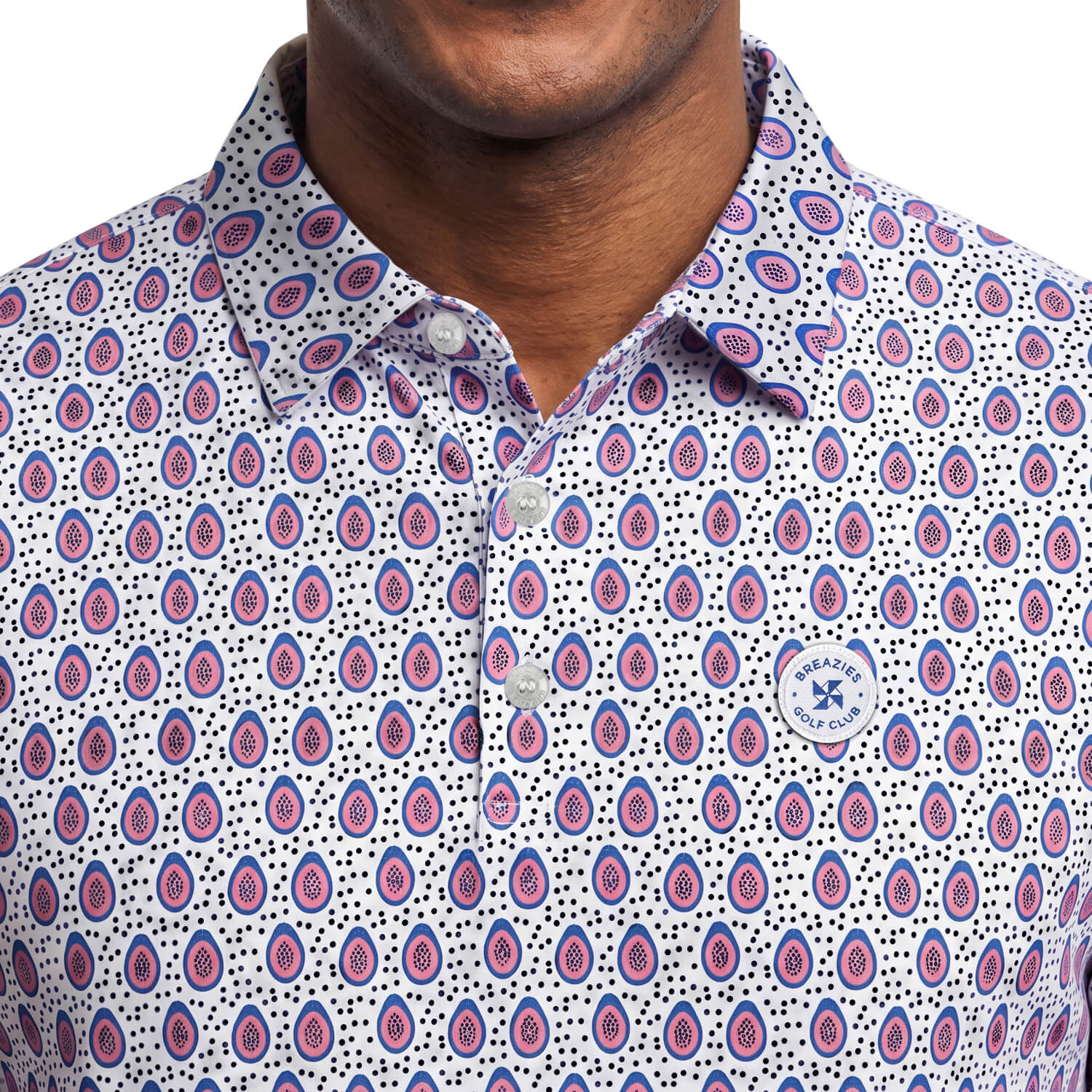 Mens Golf Shirt - Papaya | Blue