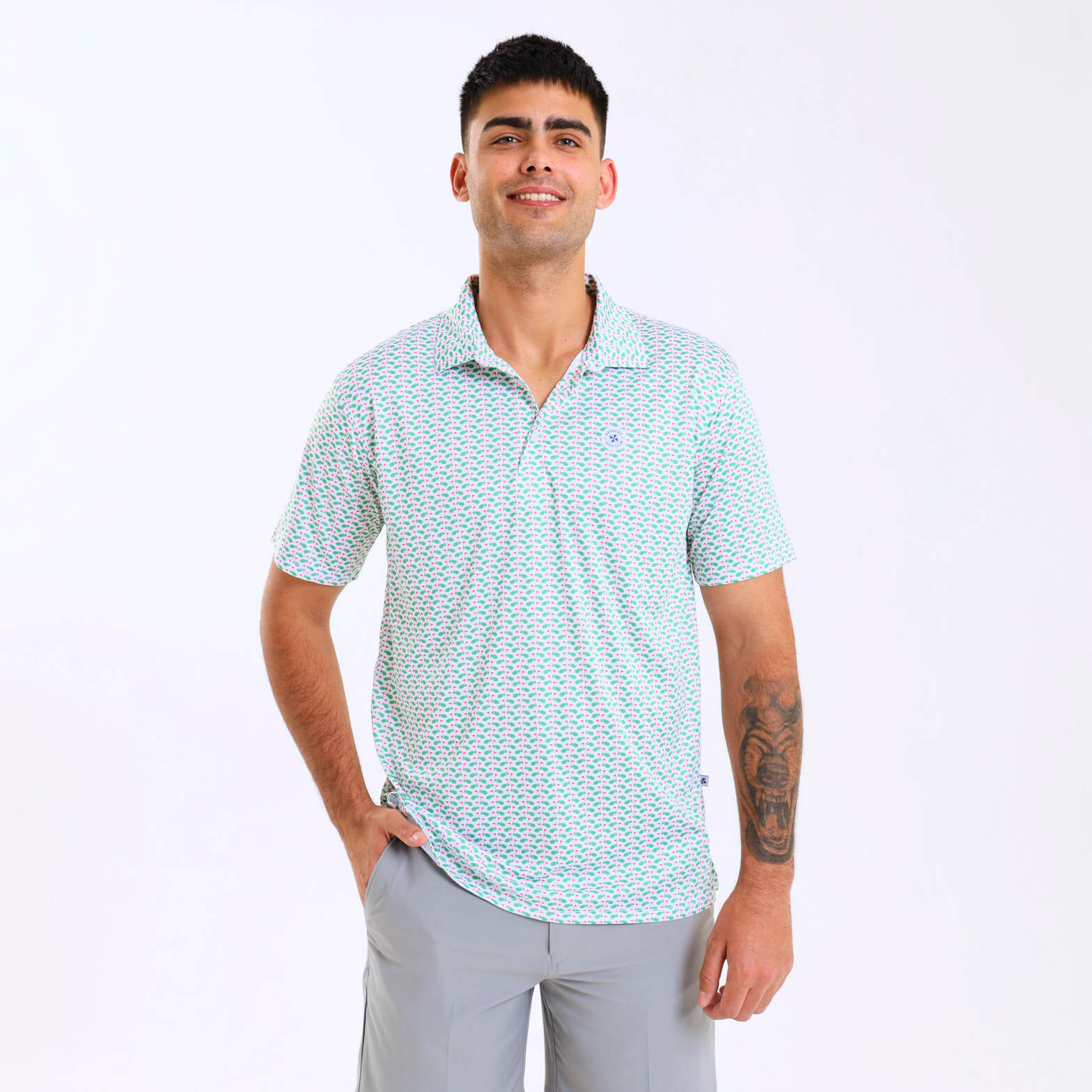 Mens Golf Shirt - Pin High | Green