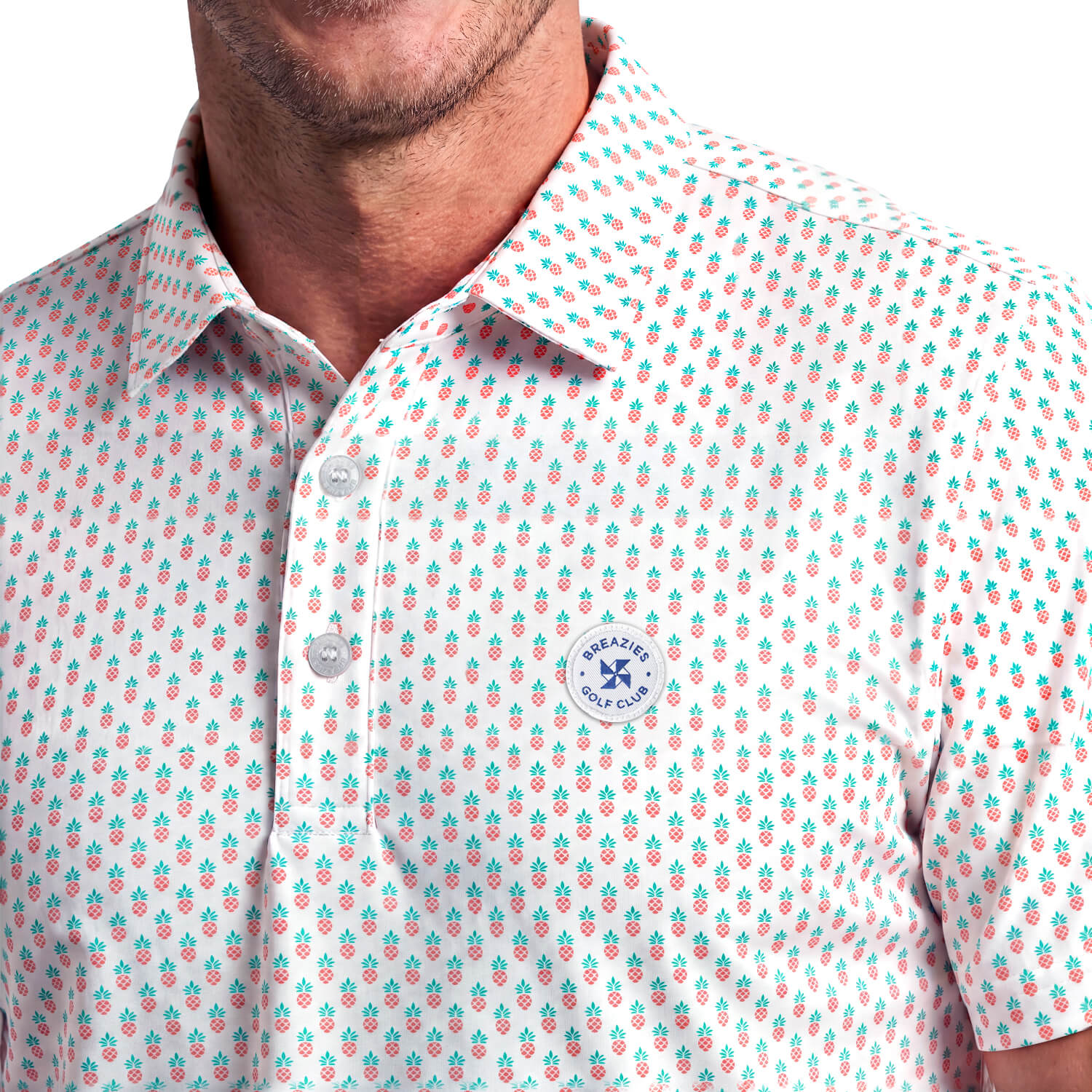 Mens Golf Shirt - Pineapples | Orange