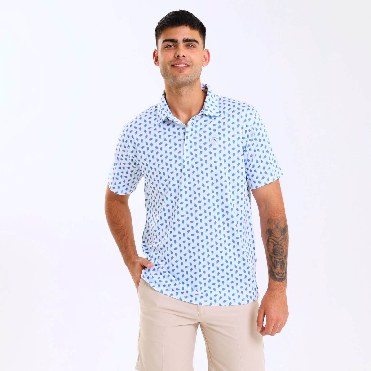 Mens Golf Shirt - Pineapples | Blue