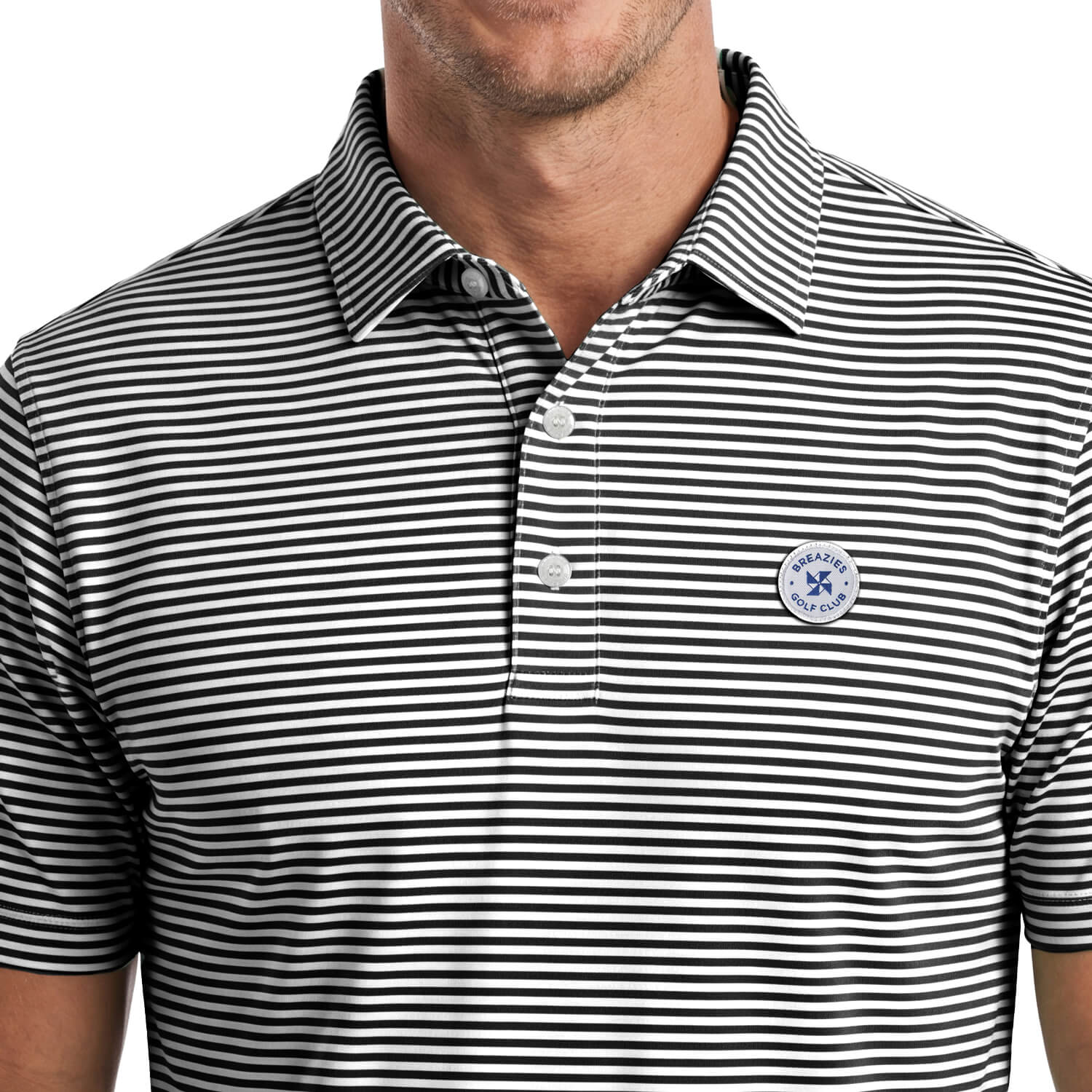 Mens Golf Shirt - Stripes | Black