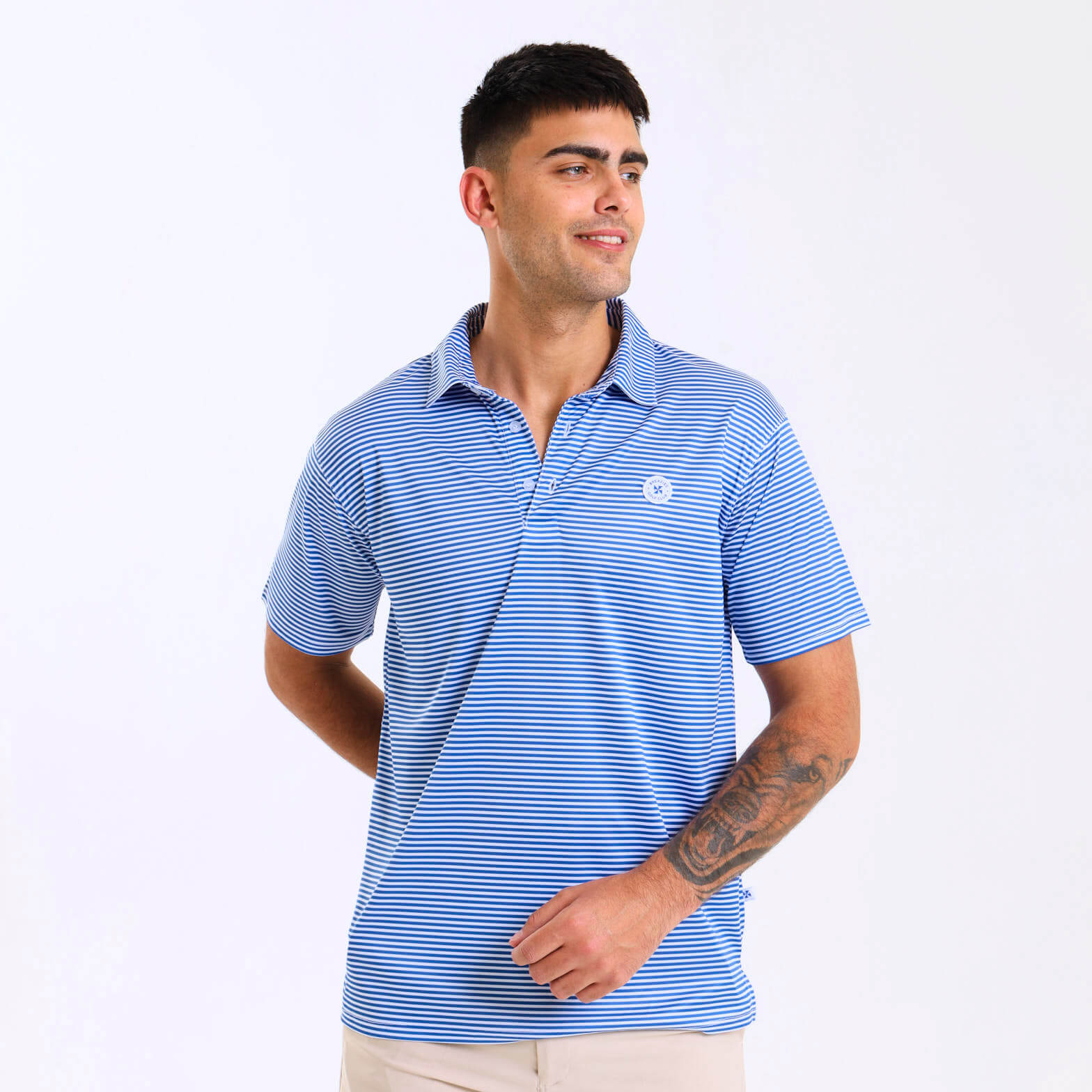 Mens Golf Shirt - Stripes | Blue