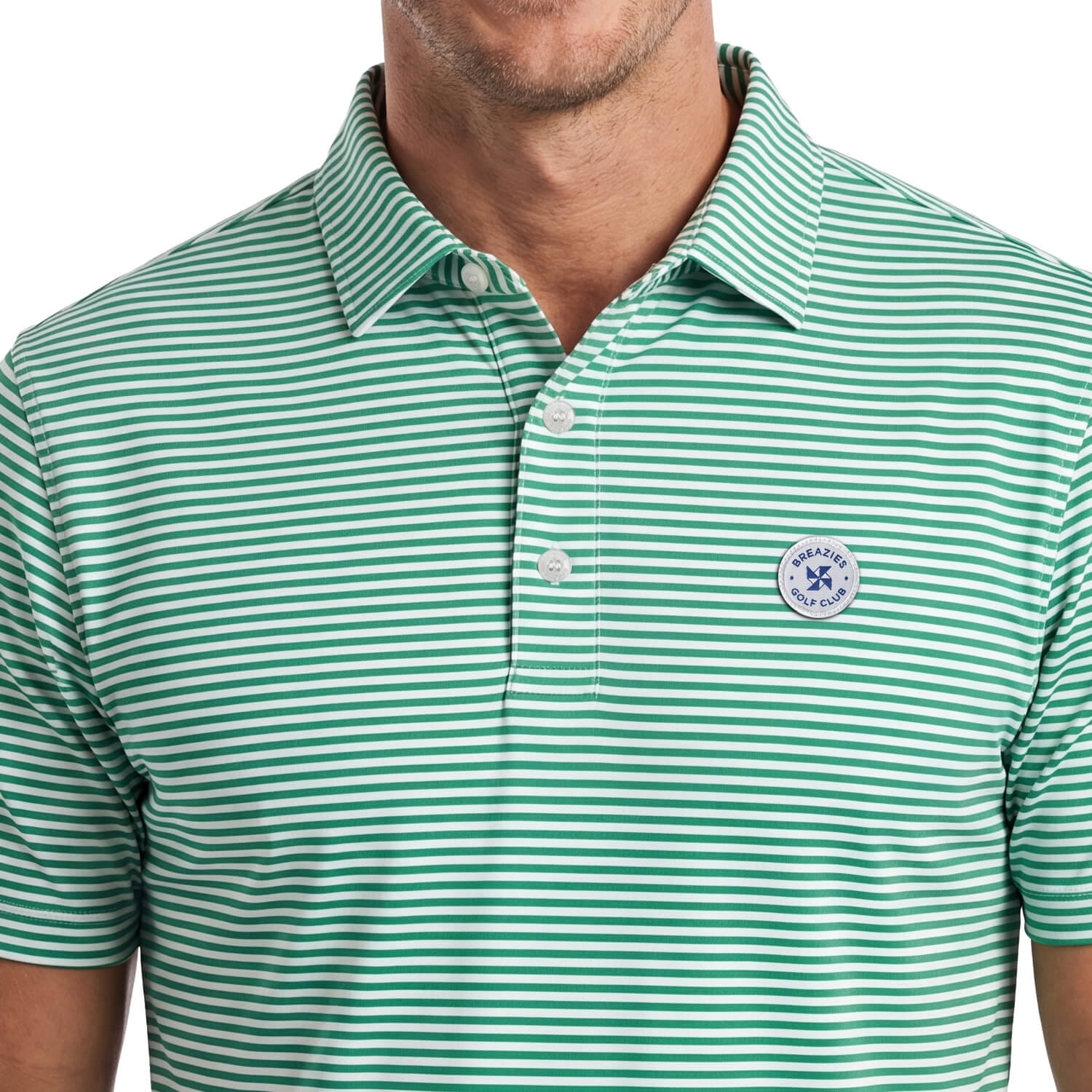 Mens Golf Shirt - Stripes | Green