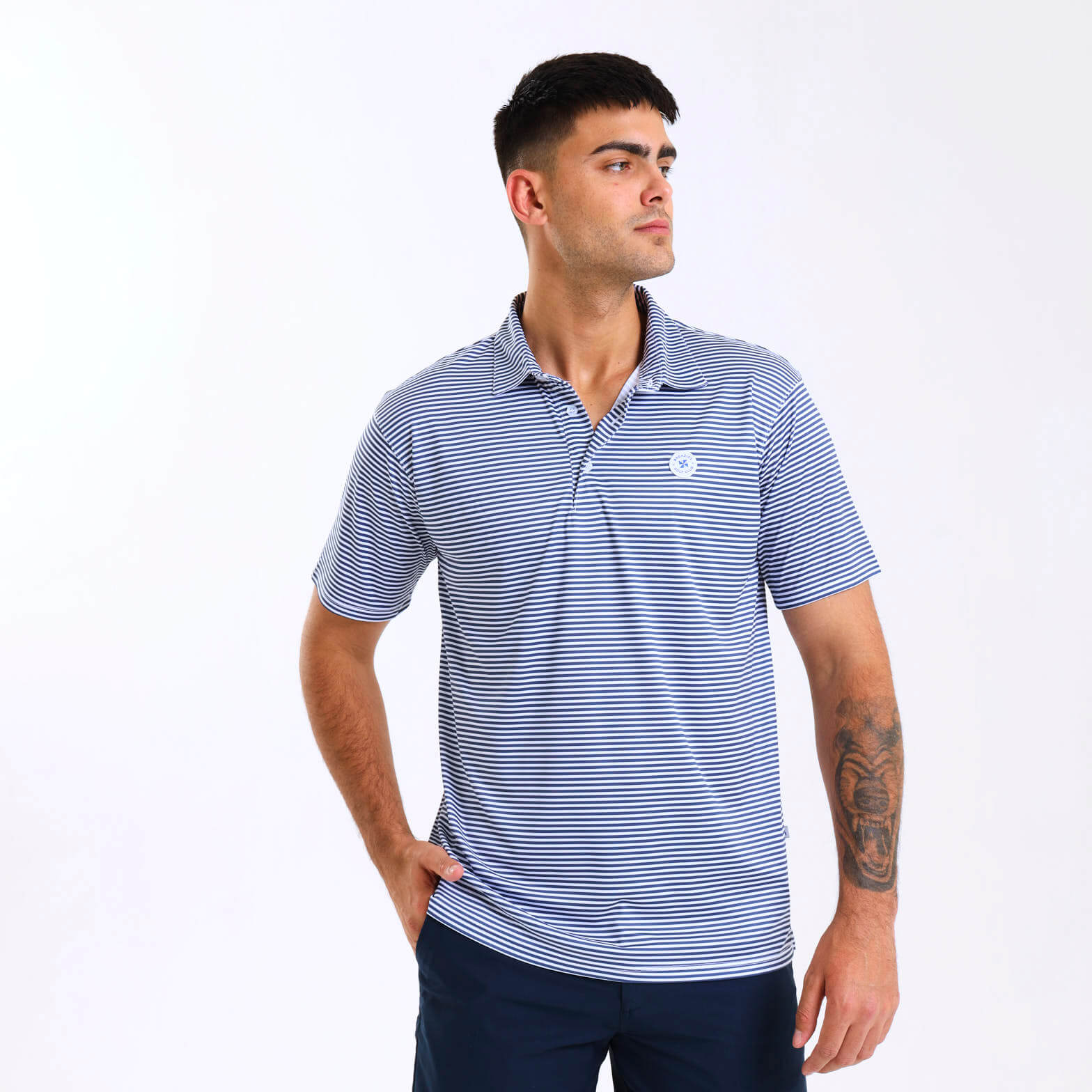 Mens Golf Shirt - Stripes | Navy