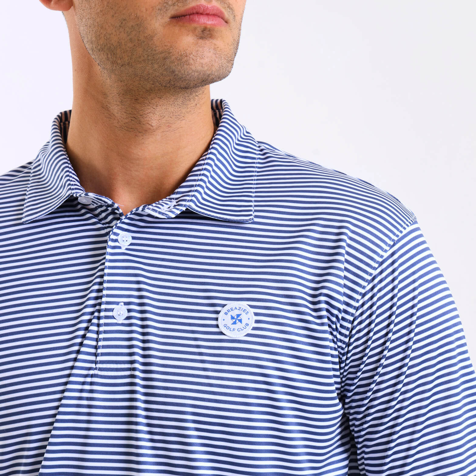 Mens Golf Shirt - Stripes | Navy