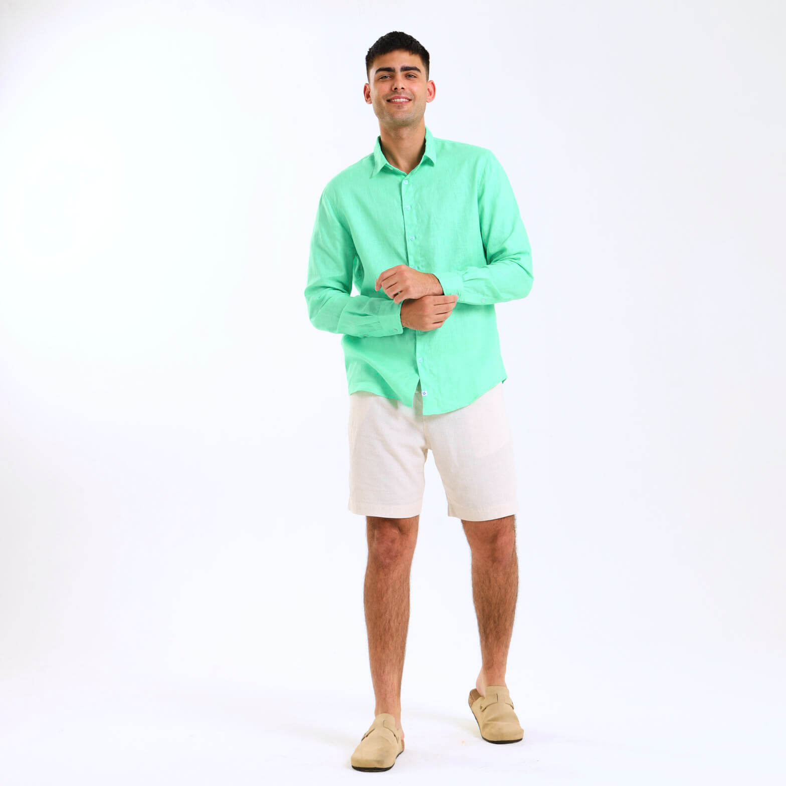 Long Sleeve Linen Shirt | Mint