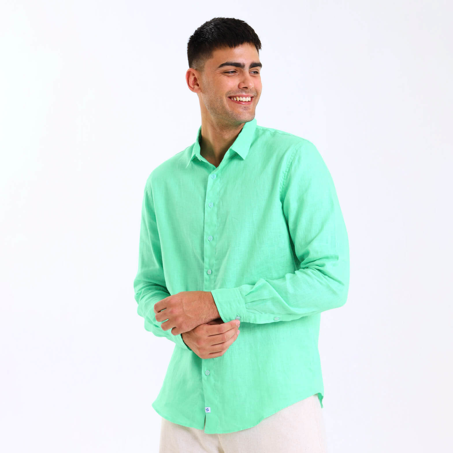 Long Sleeve Linen Shirt | Mint