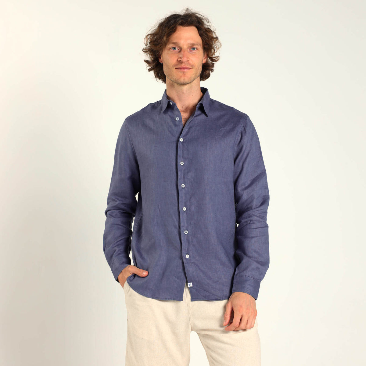 Long Sleeve Linen Shirt | Steel Blue