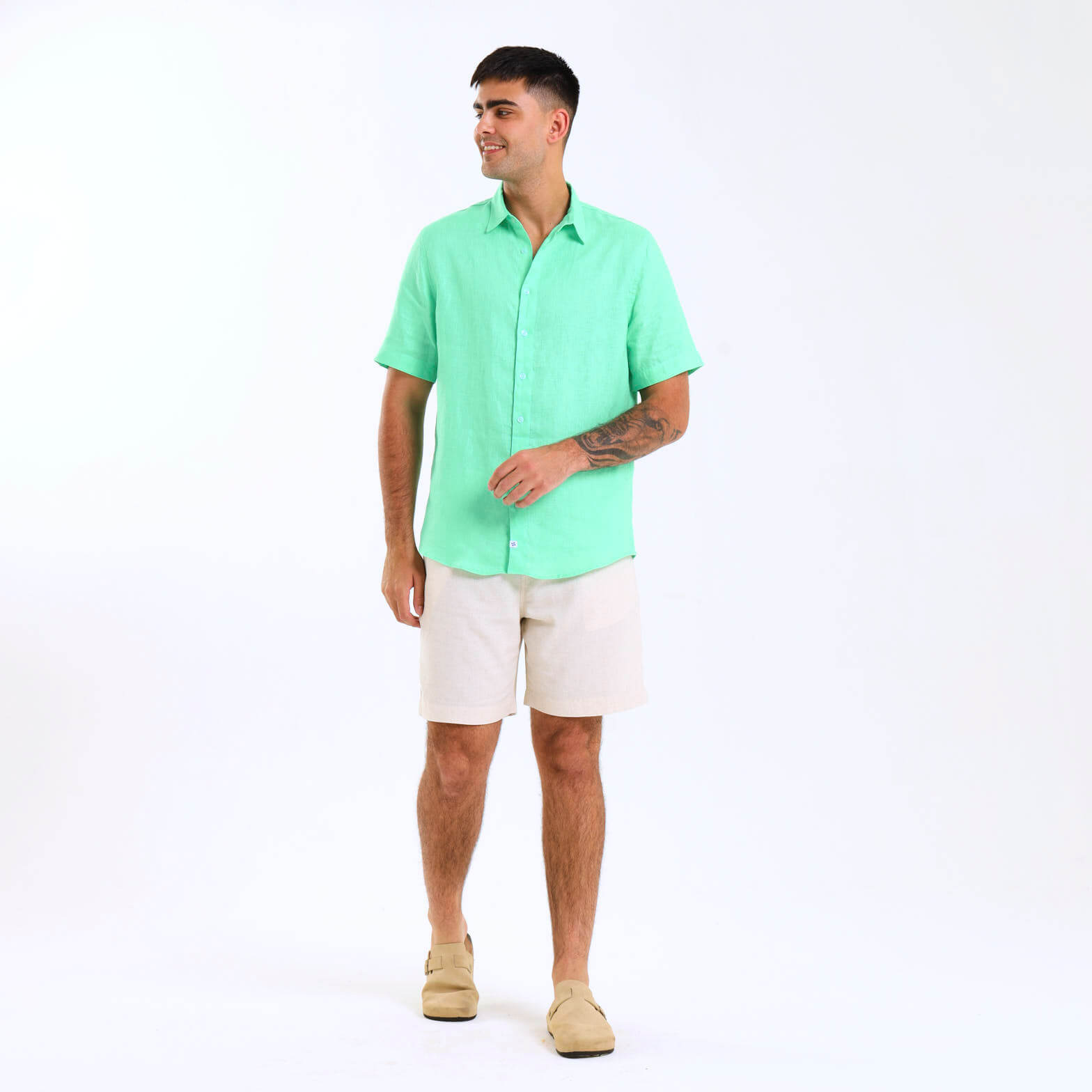 Short Sleeve Linen Shirt | Mint