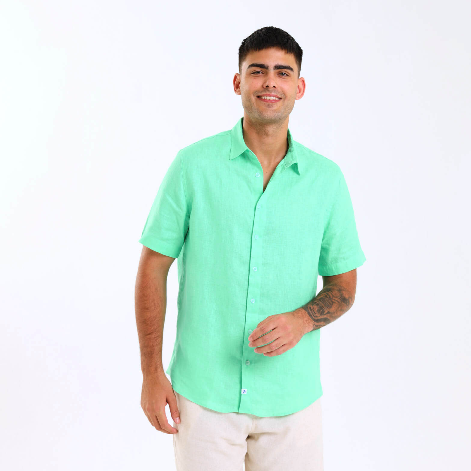 Short Sleeve Linen Shirt | Mint