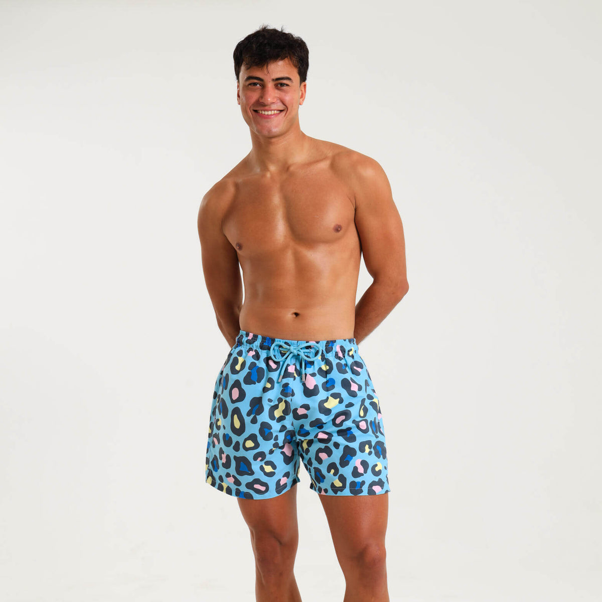 Swim Shorts - Leopard | Baby Blue