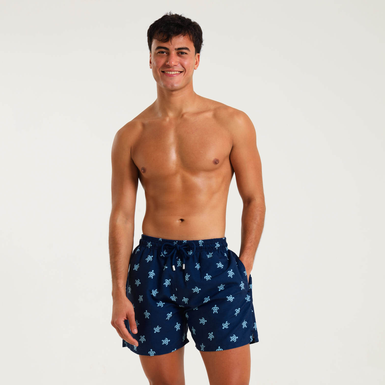 Swim Shorts - Small Turtles | Navy & Baby Blue