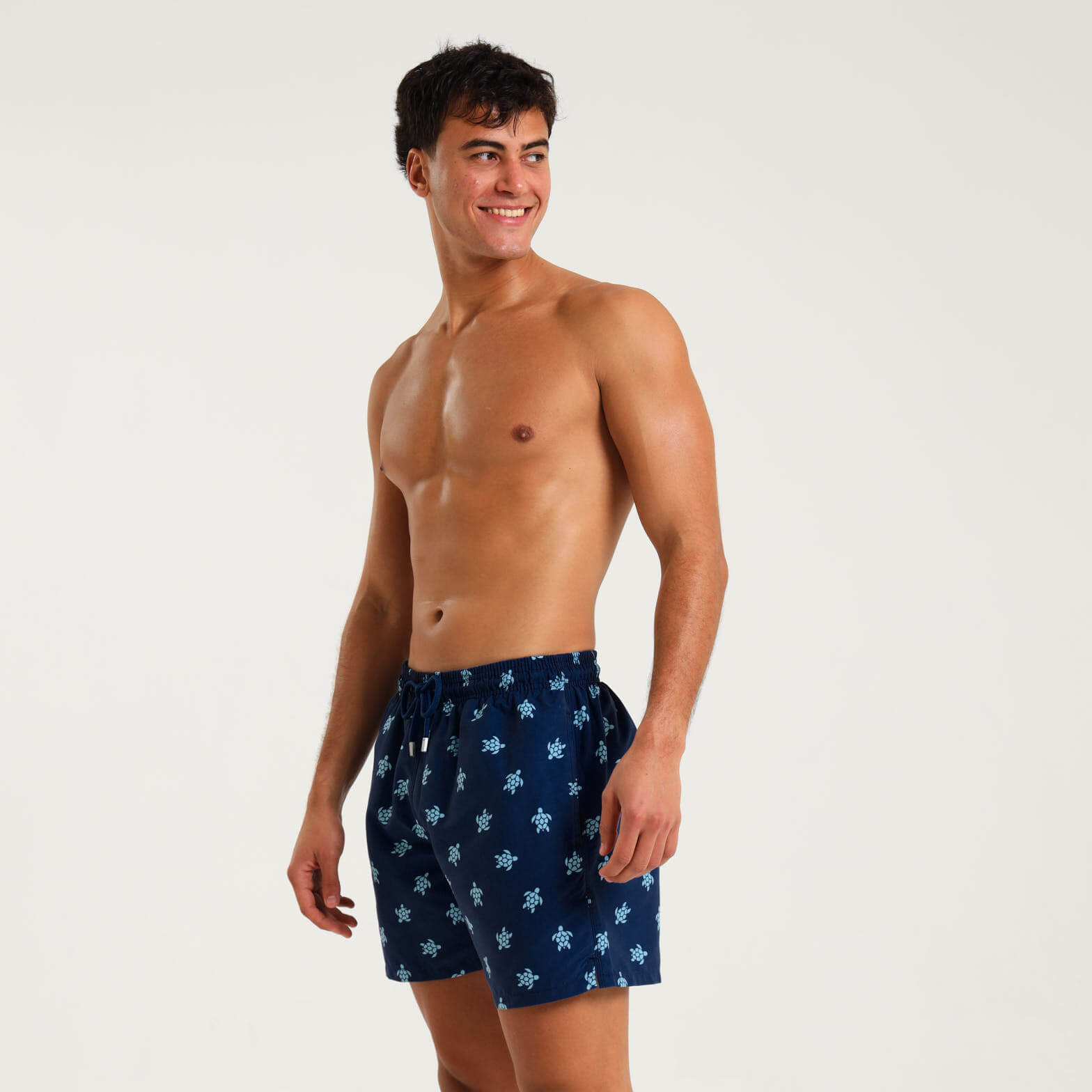 Swim Shorts - Small Turtles | Navy & Baby Blue