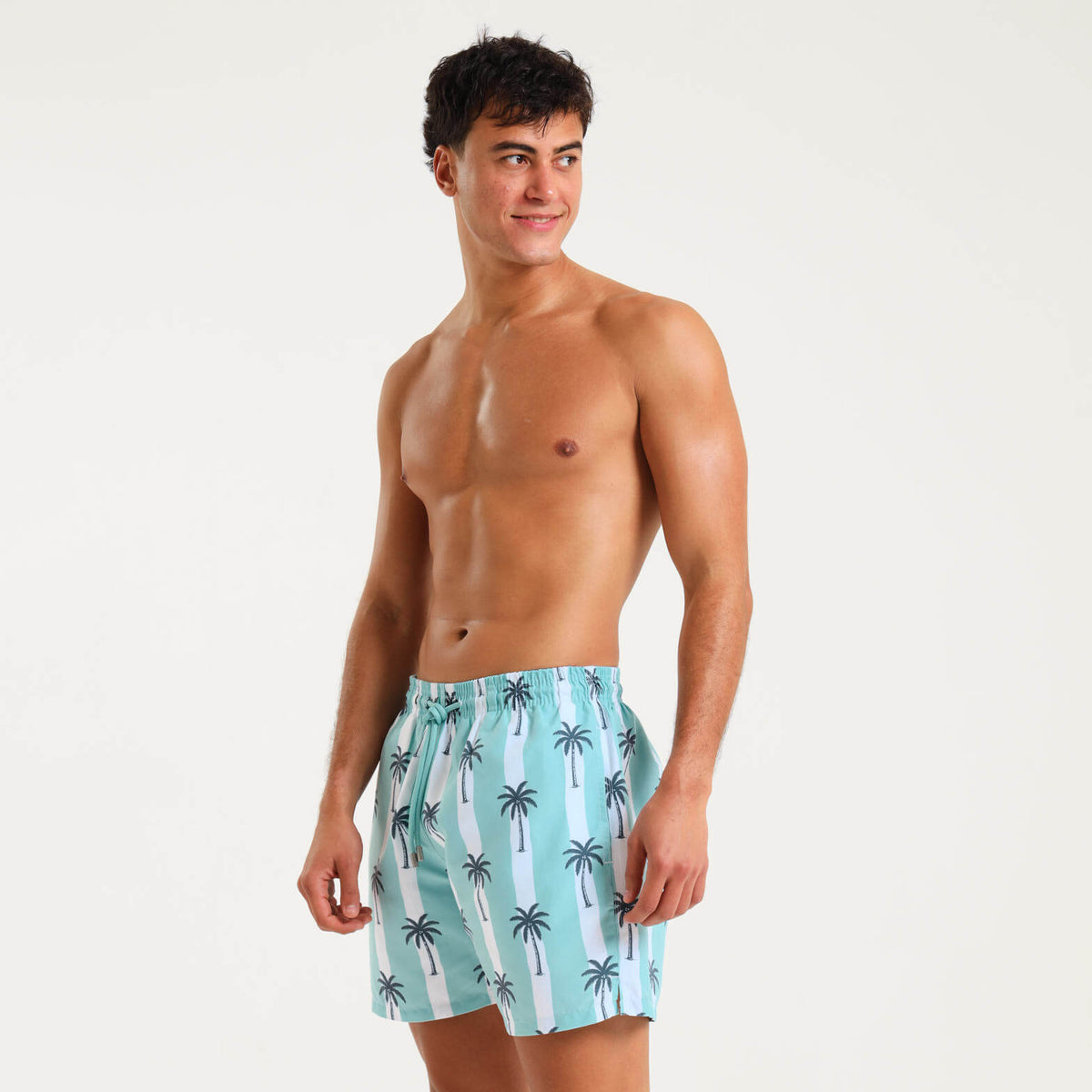 Swim Shorts - Palms | Pastel Turq
