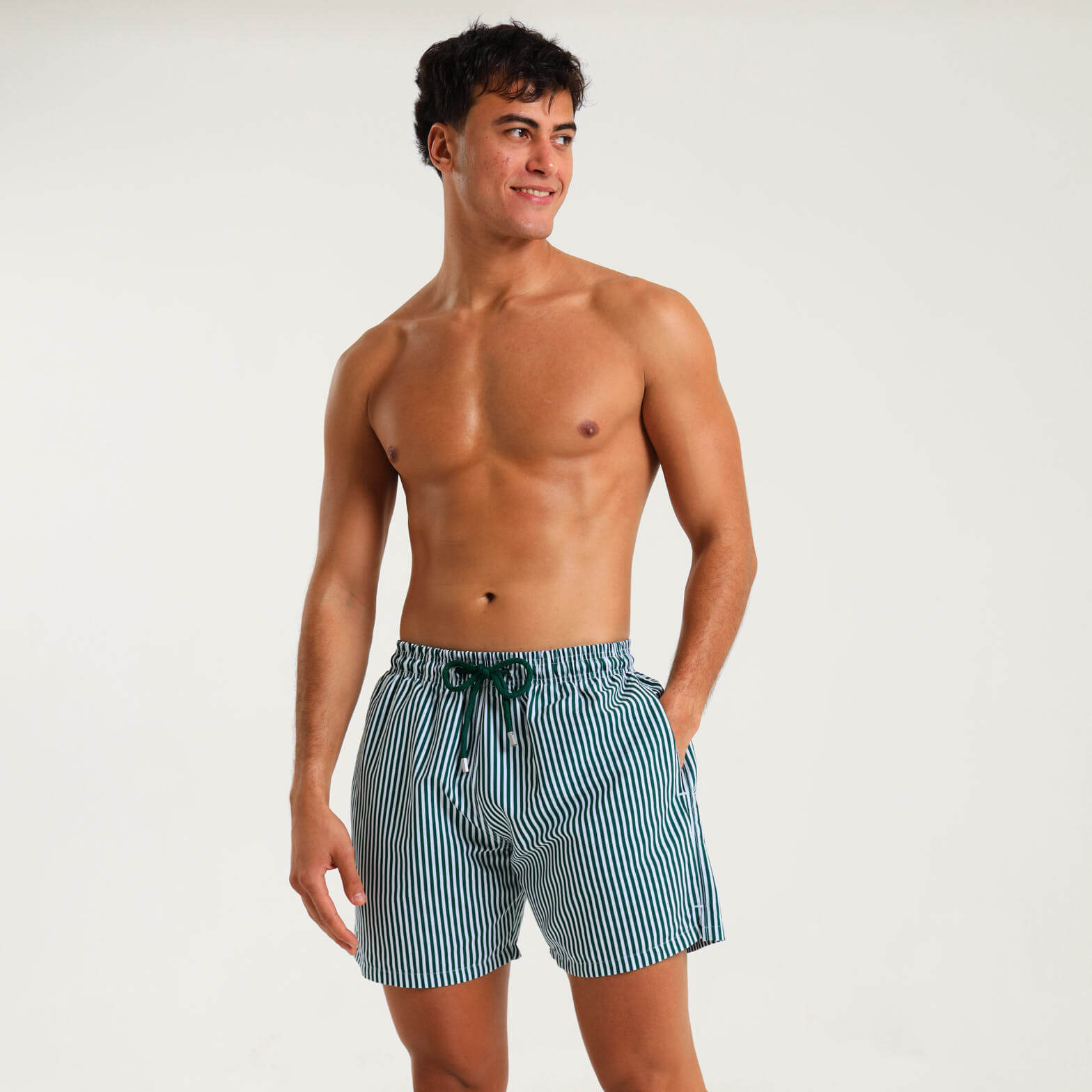 Swim Shorts - Pin Stripes | Emerald