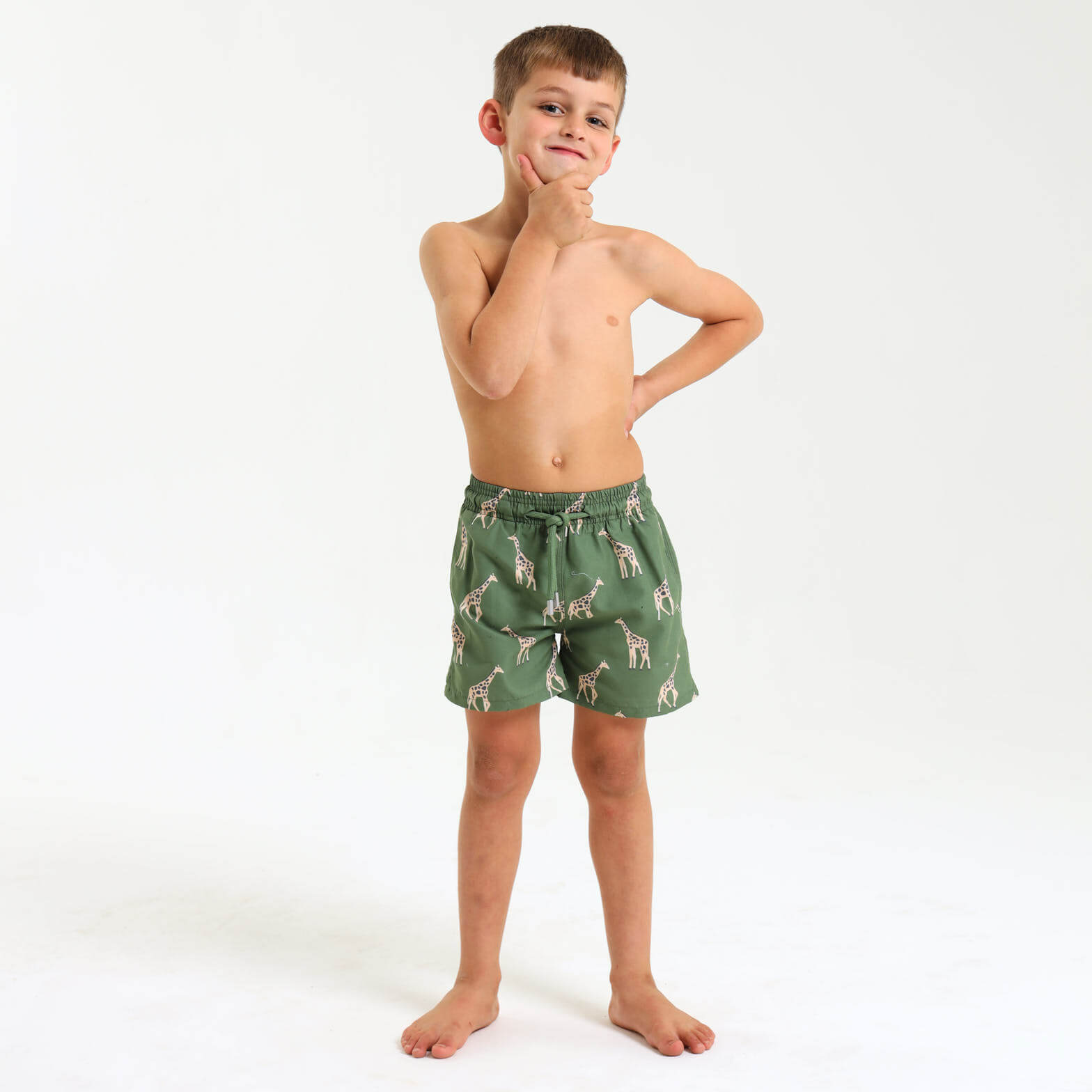 Boys Swim Shorts - Giraffe | Army Green