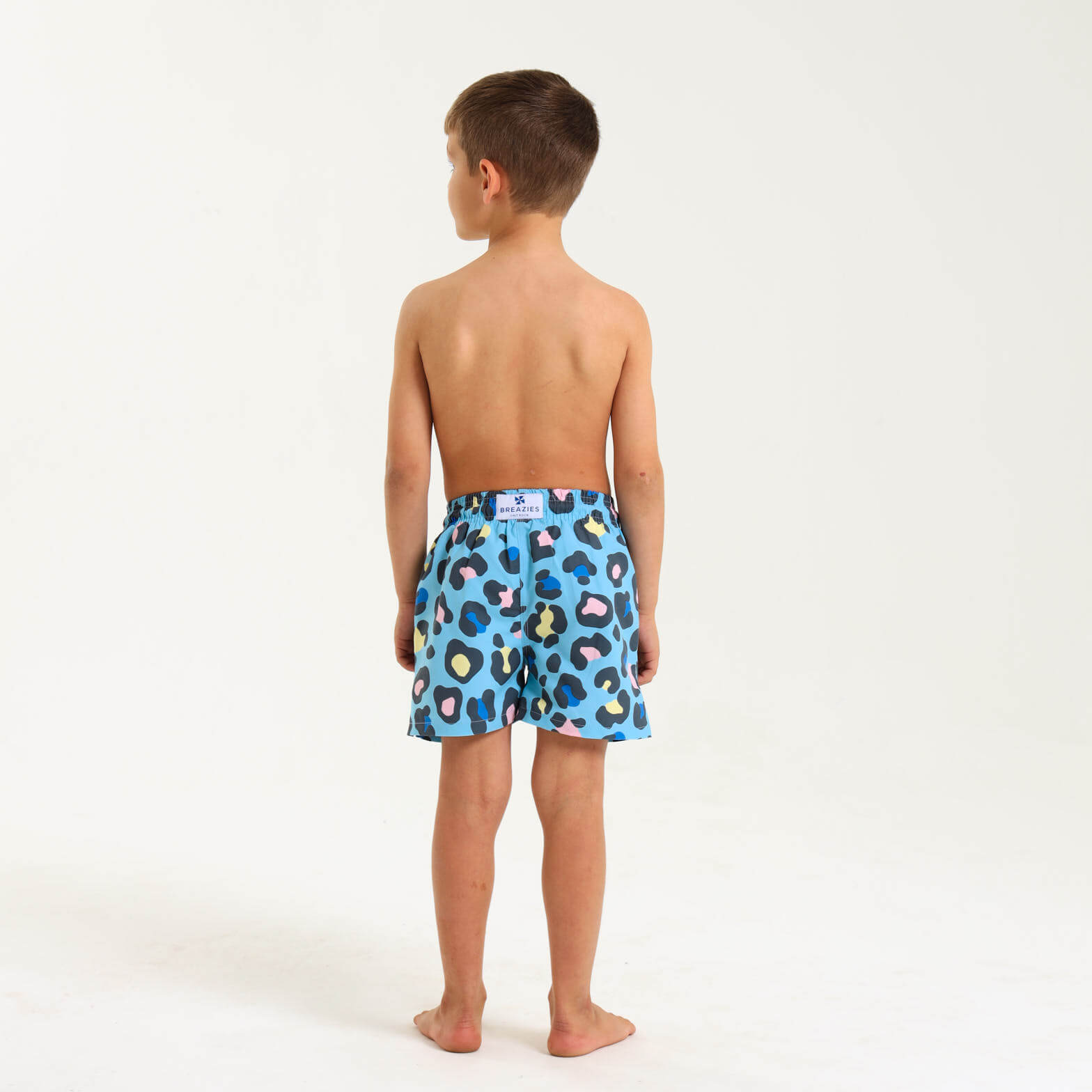 Boys Swim Shorts - Leopard | Baby Blue