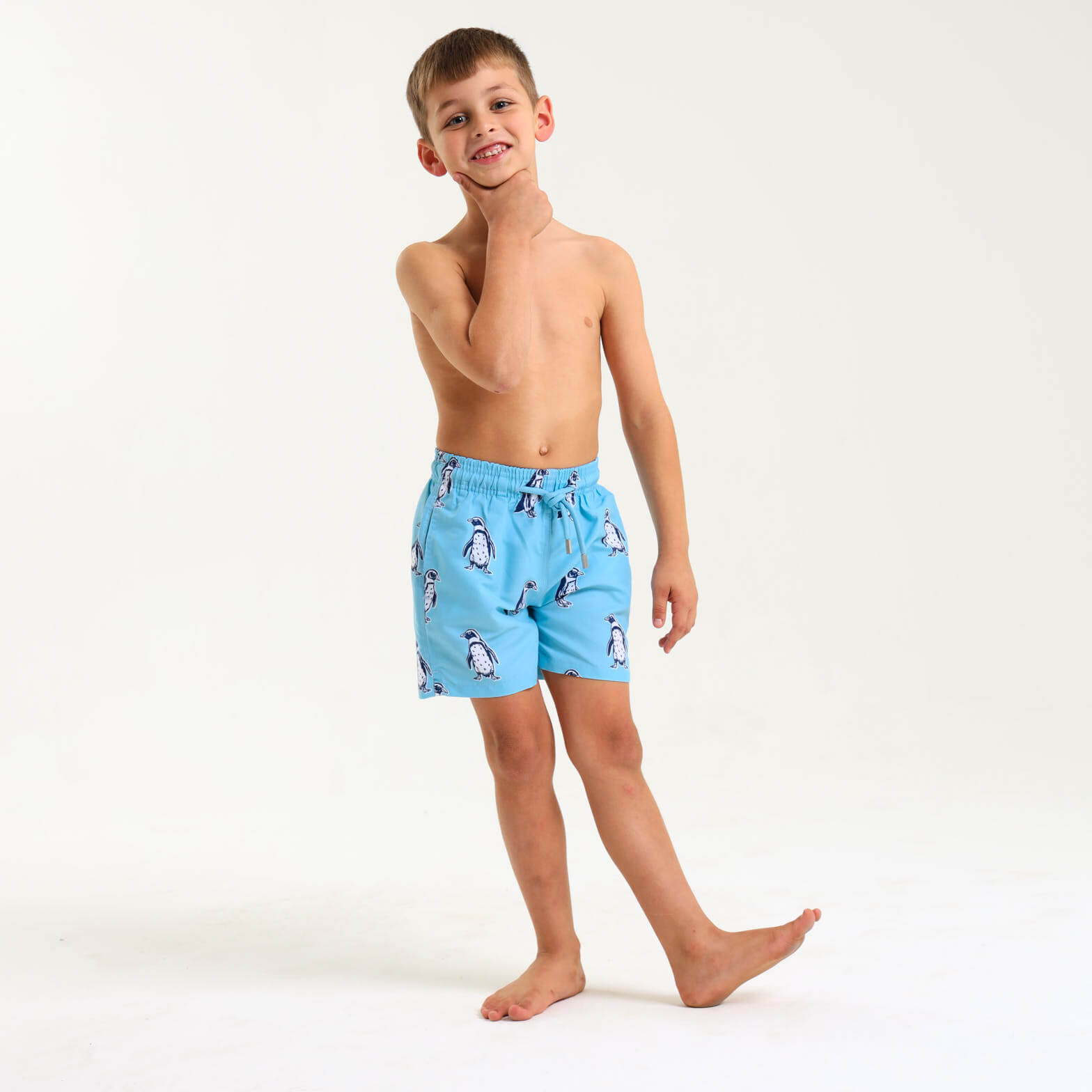 Boys Swim Shorts - Penguin | Baby Blue
